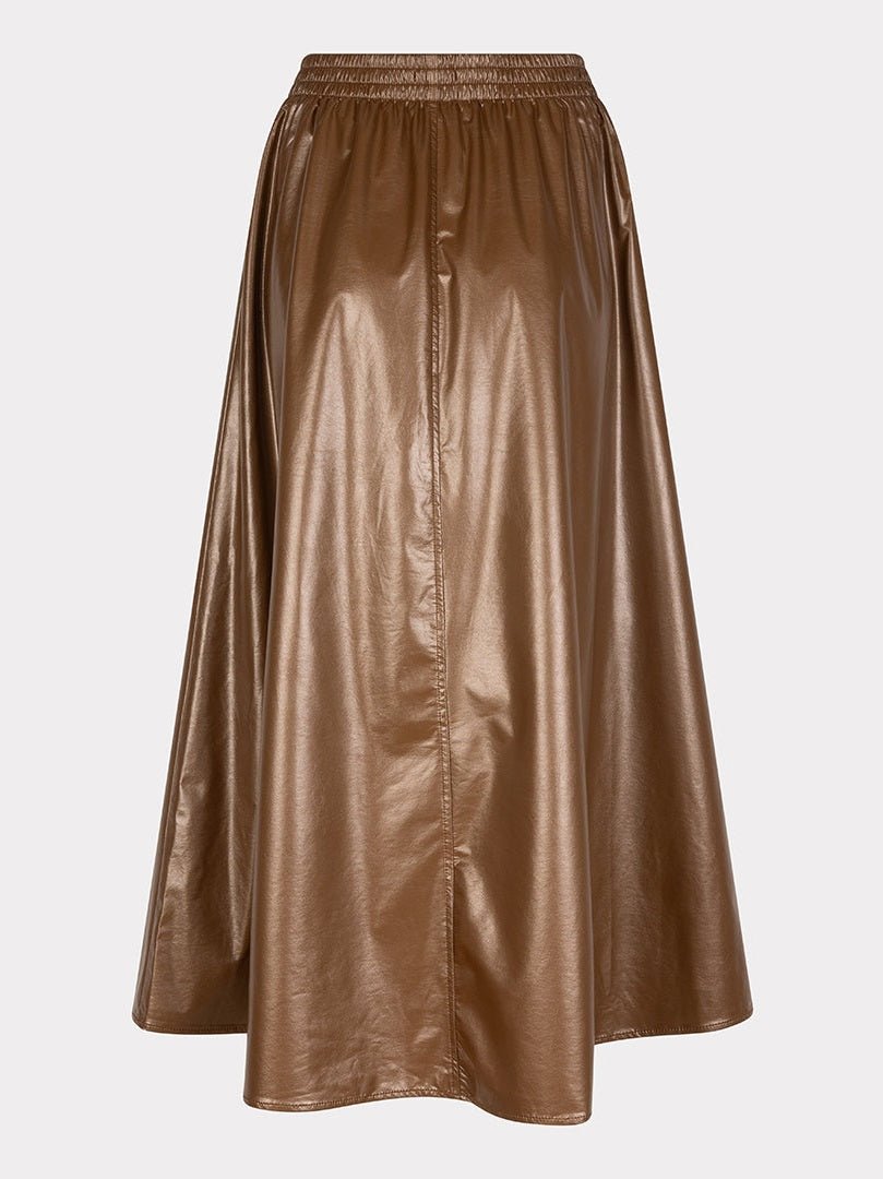 F25.11502 Skirt long Metallic PU bronze - Castelijn mode