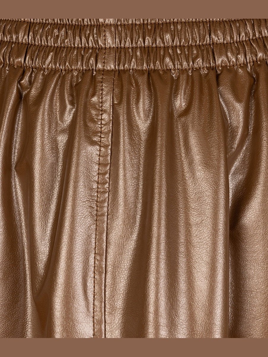 F25.11502 Skirt long Metallic PU bronze - Castelijn mode