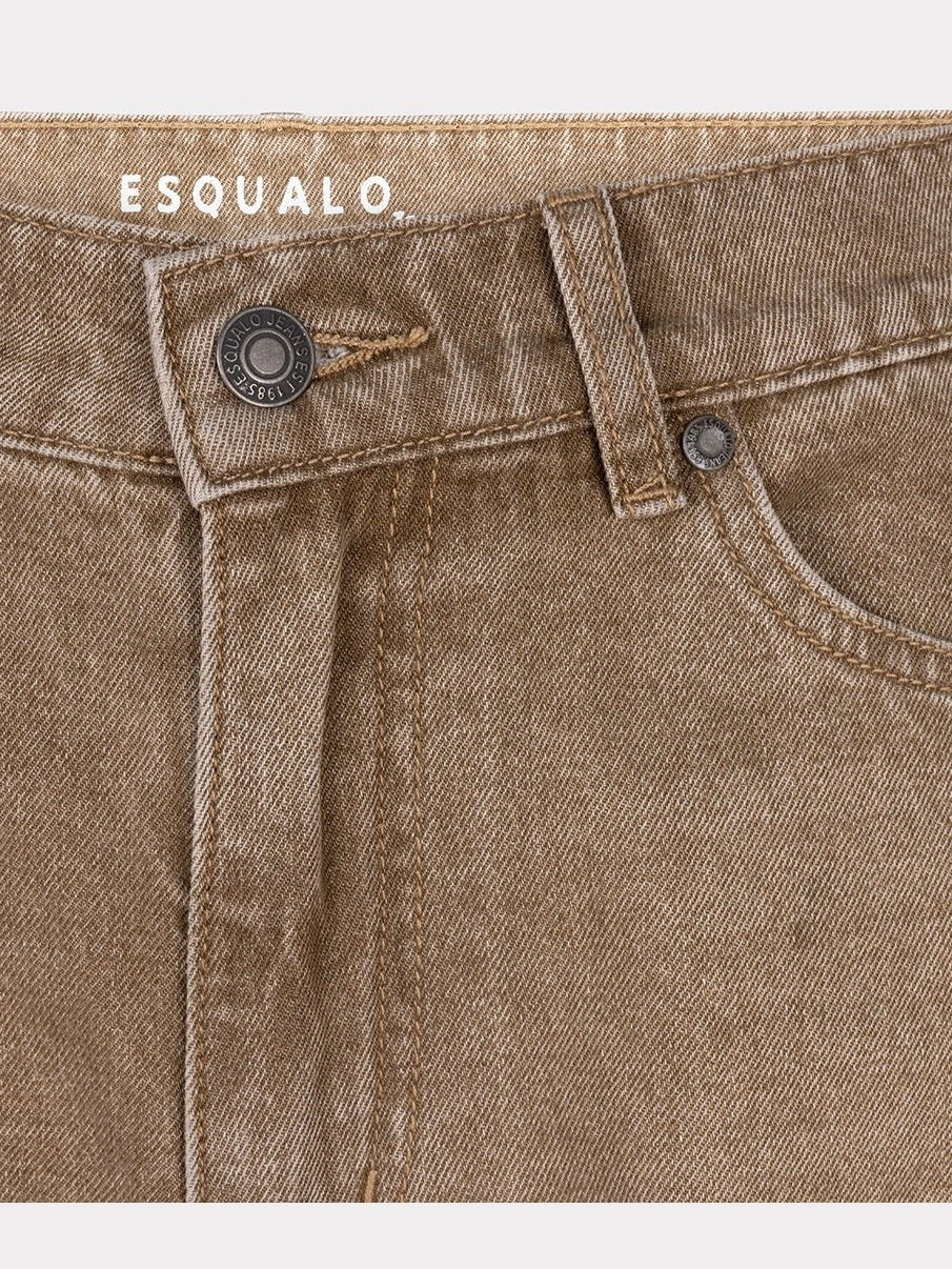 F25.12504 Trousers wide leg garment dye light caramel - Castelijn mode