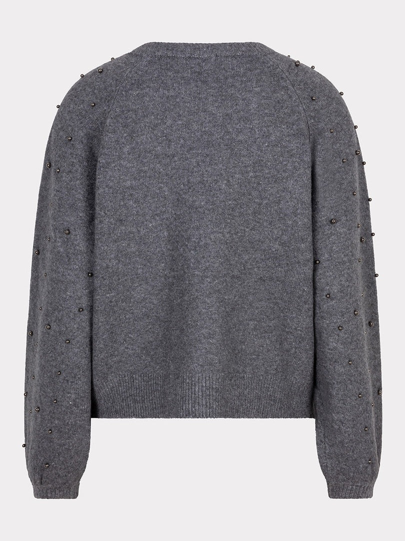 F25.27523 029 Sweater raglan pearls Dark grey melange - Castelijn mode