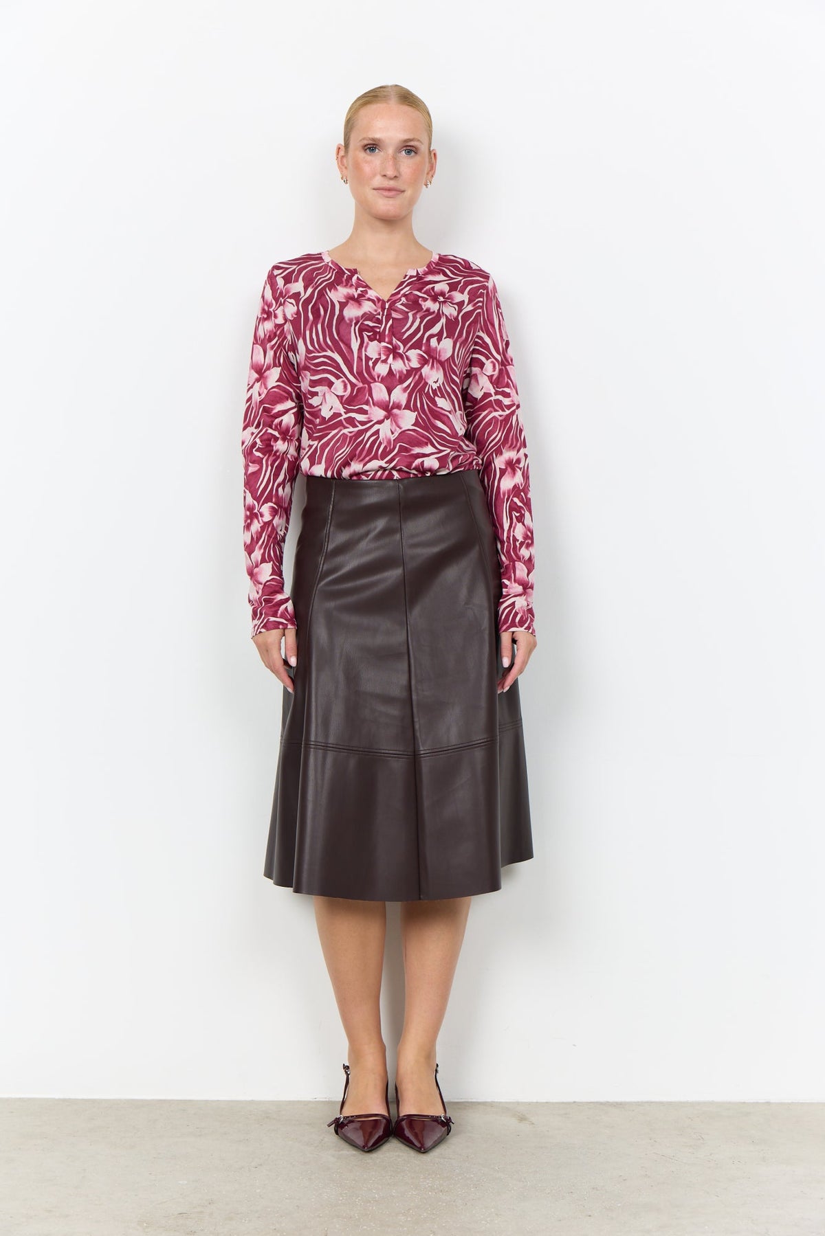 Felicity Blouse Bloemenprint Bordeaux - Castelijn mode