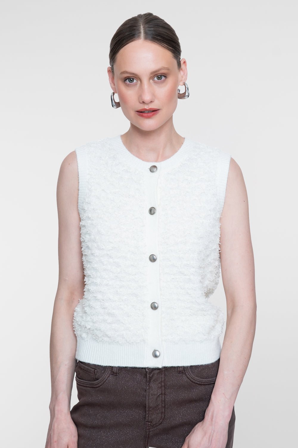 Gilet Bouclé Off White - Castelijn mode