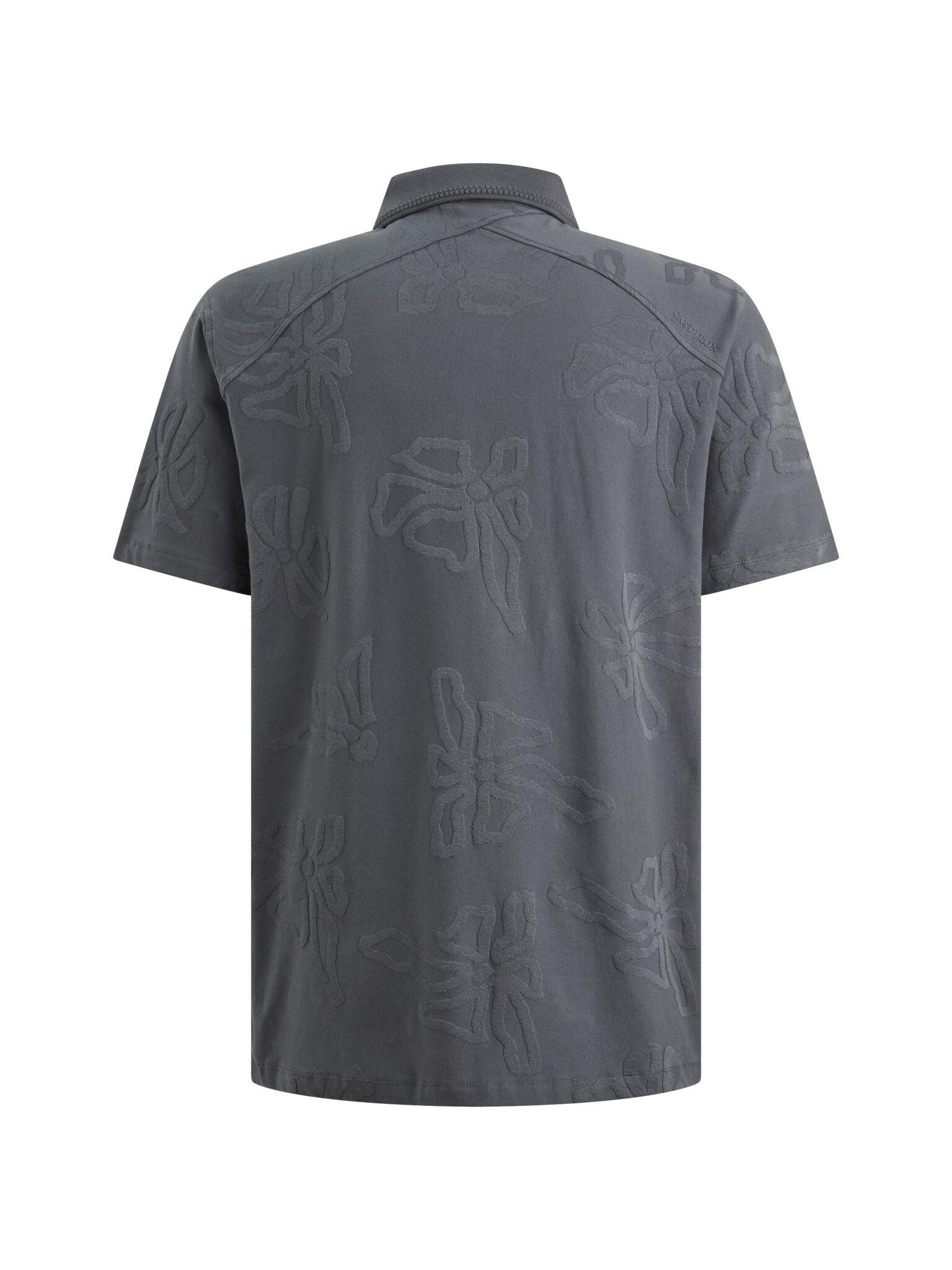 Grijsblauwe polo met jacquard patroon Turbulence - Castelijn mode