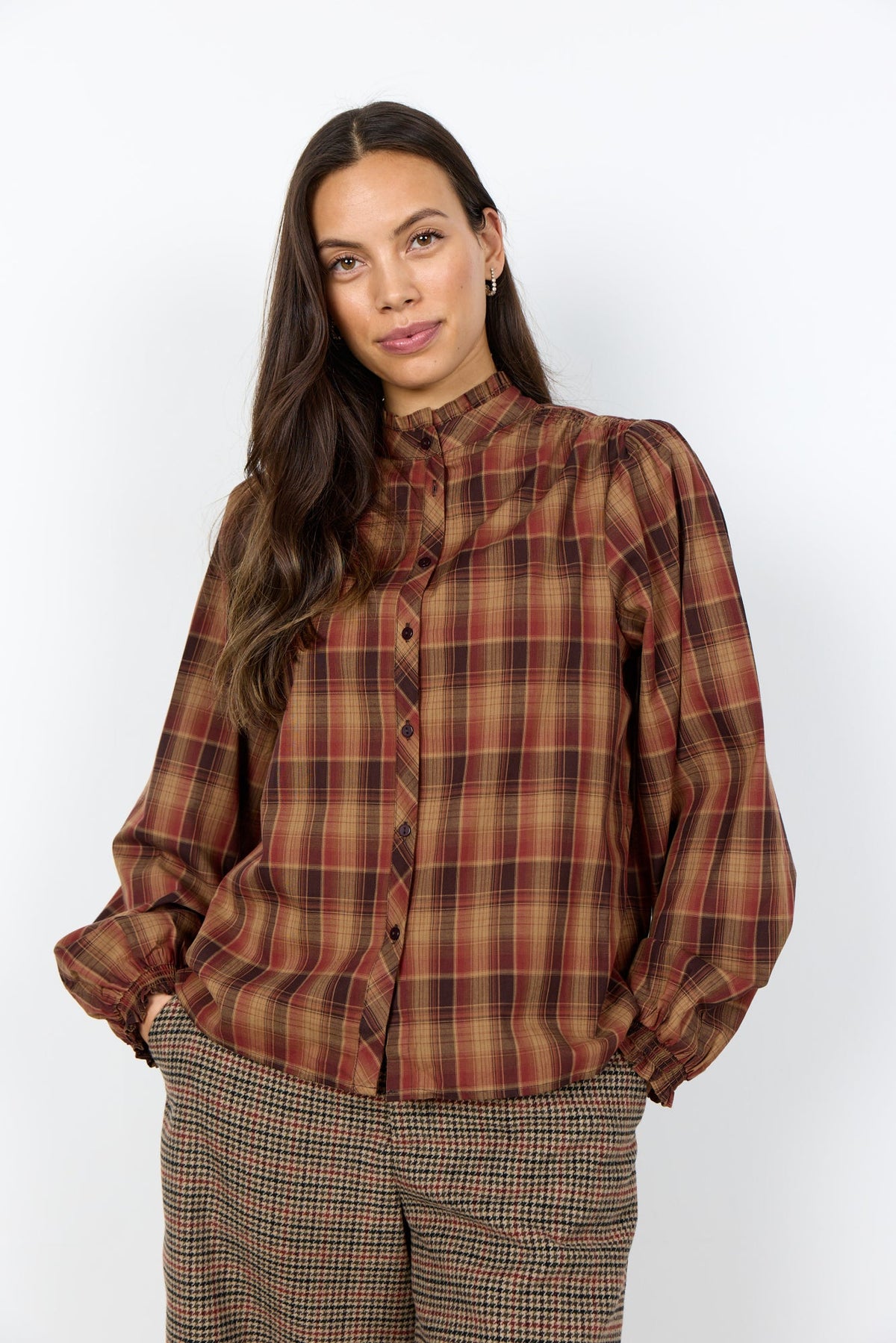 Halema Blouse Ruit Bruin - Castelijn mode