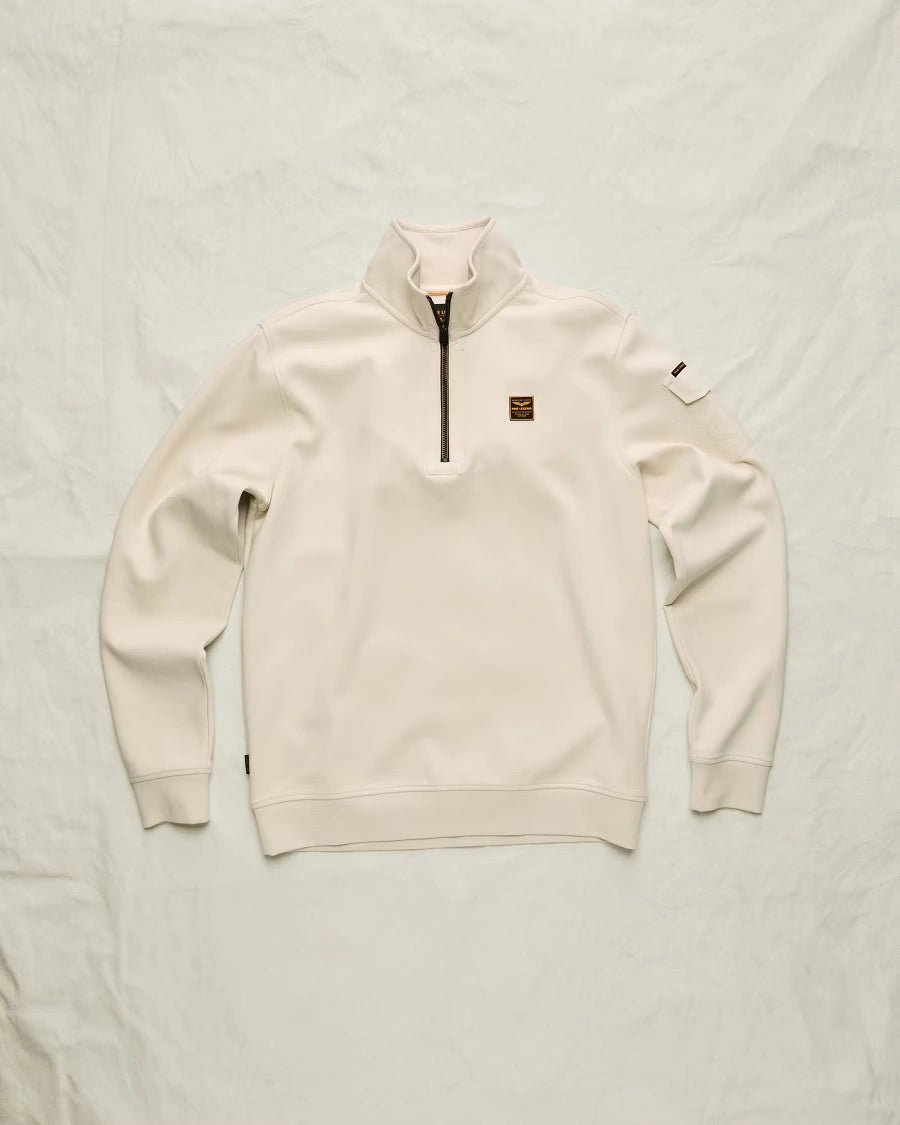 Half Zip Sweater Interlock Gebroken Wit - Castelijn mode