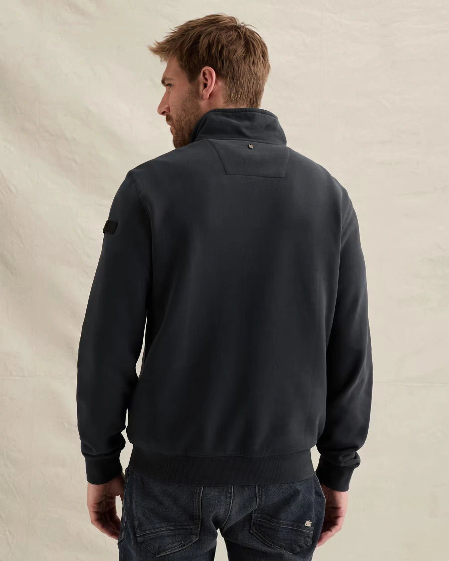 Half Zip Sweater Peached Fleece Donkerblauw - Castelijn mode