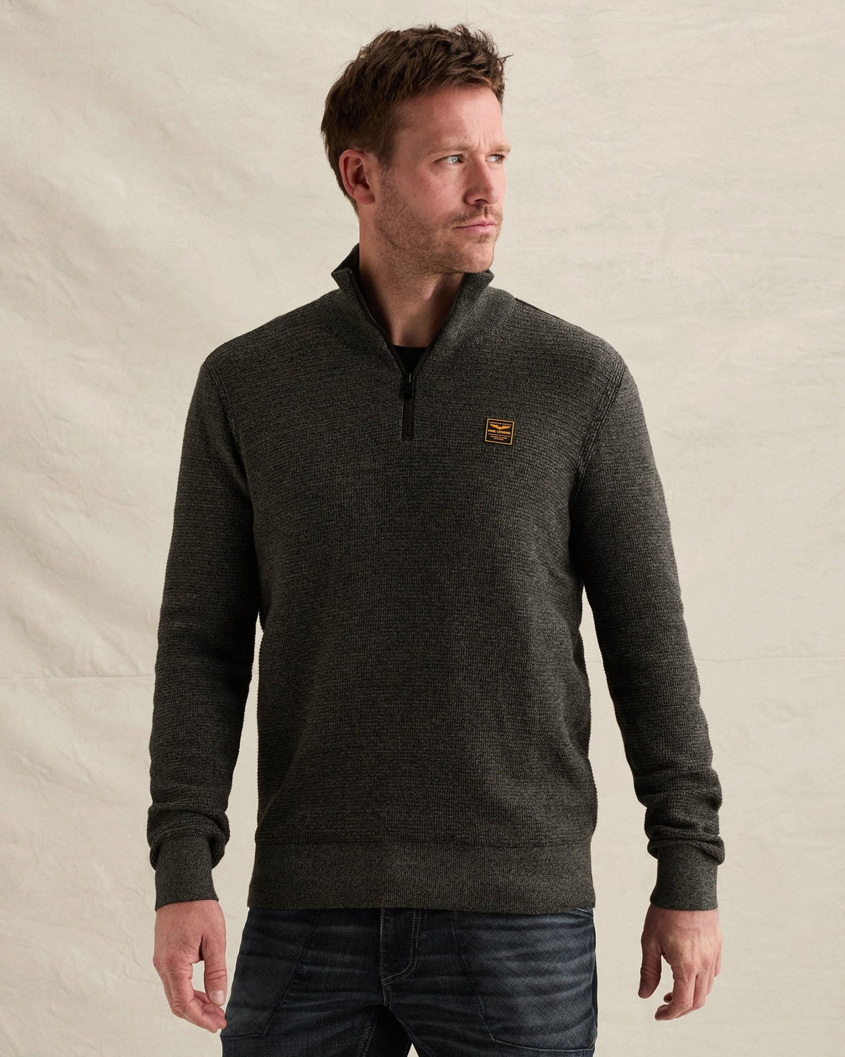 Half Zip Trui Mouliné Antraciet - Castelijn mode