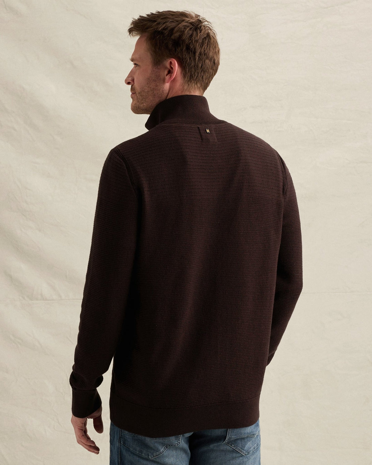 Half Zip Trui Mouliné Aubergine - Castelijn mode