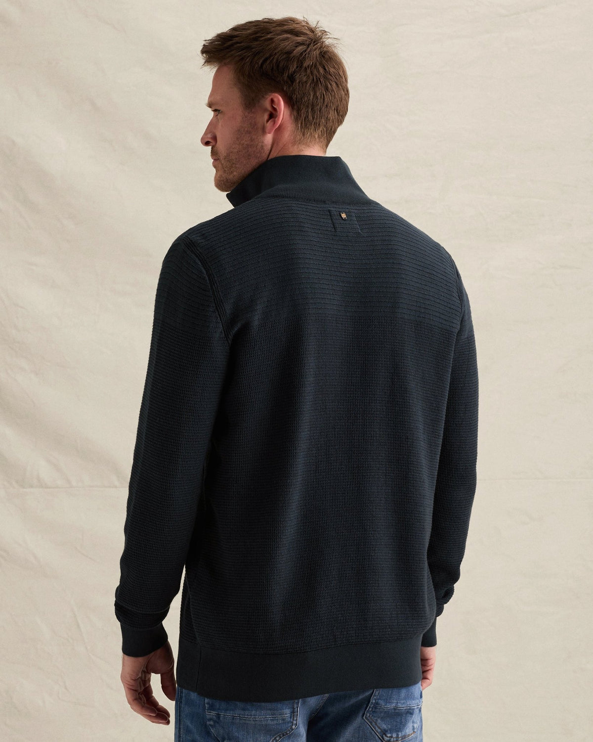 Half Zip Trui Mouliné Donkerblauw - Castelijn mode