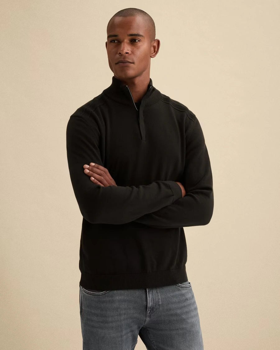 Half Zip Trui Mouliné Zwart - Castelijn mode