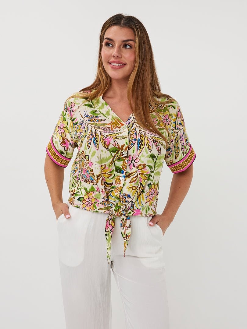 HS26.14201 Blouse Jungle Print V - Hals - Castelijn mode