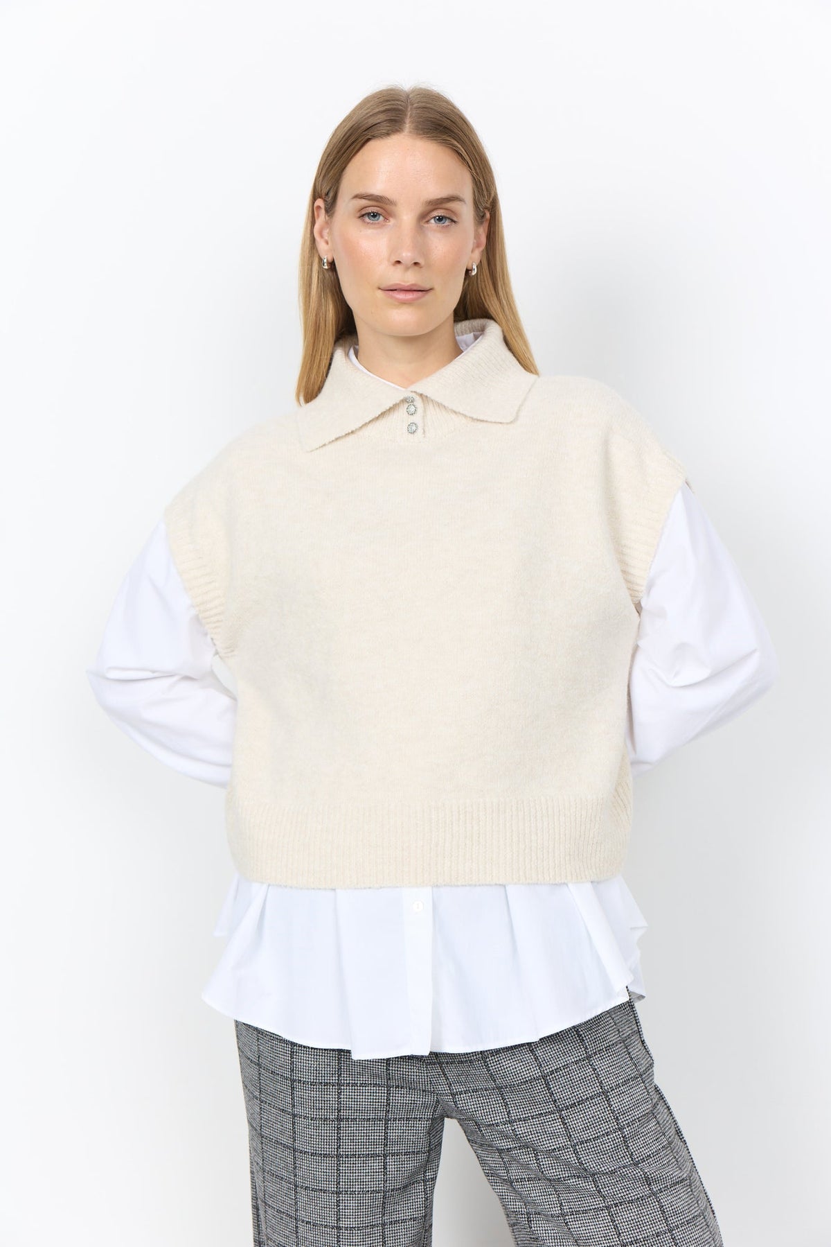 Joya Spencer Polokraag Ecru - Castelijn mode