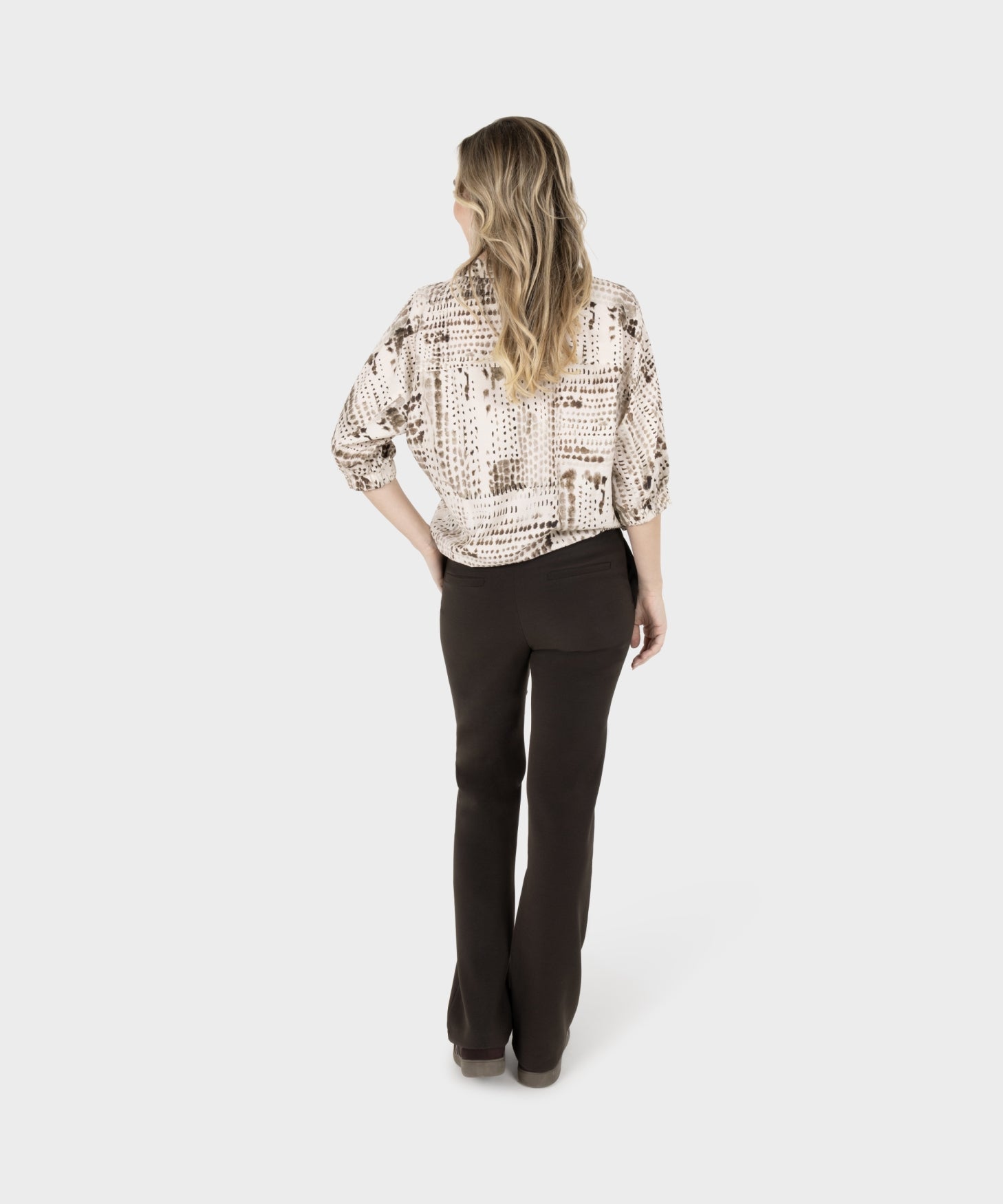 Naomi Blouse Print Ecru Bruin - Castelijn mode