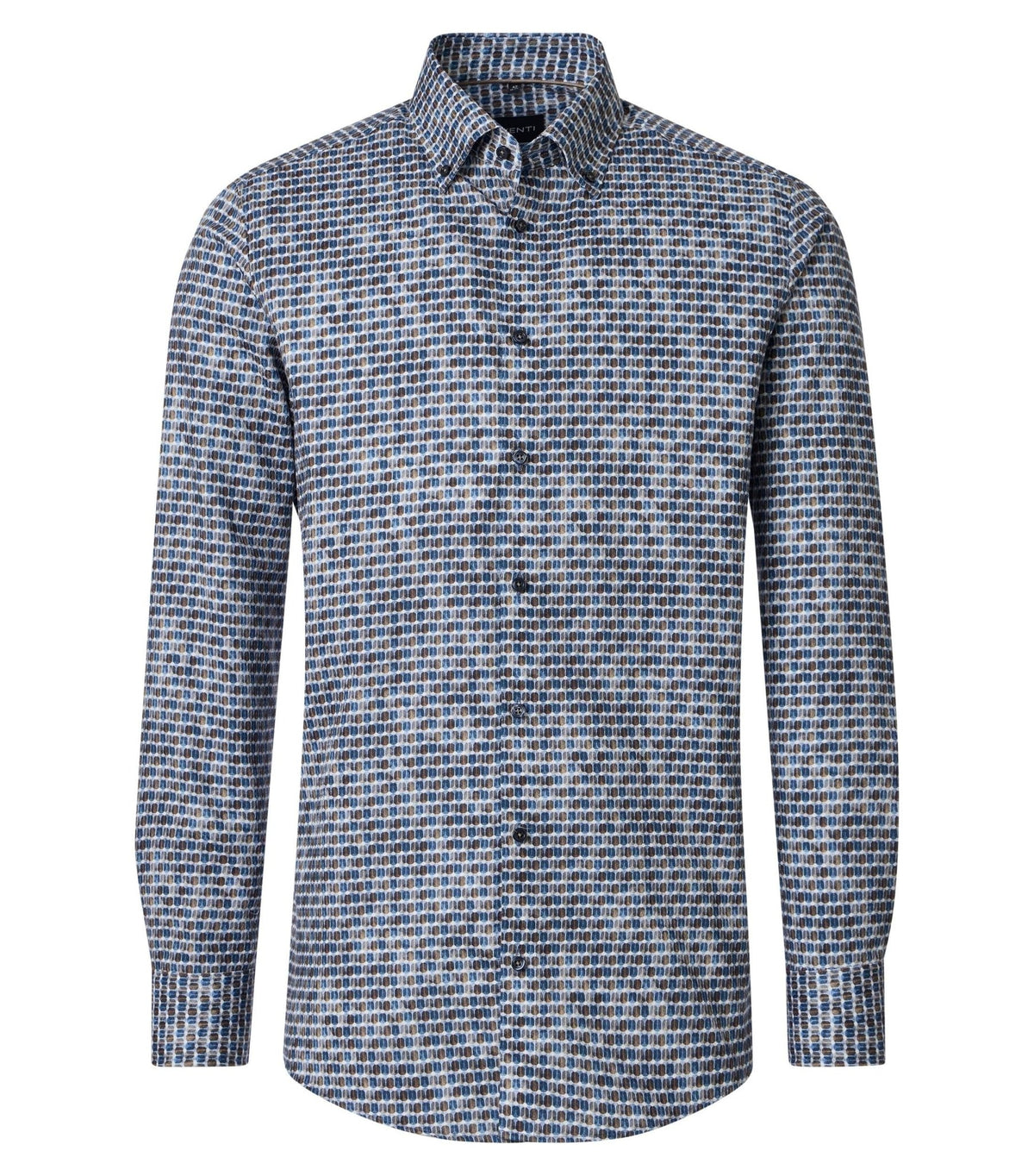 Overhemd Button Down Print Blauw/Bruin - Castelijn mode