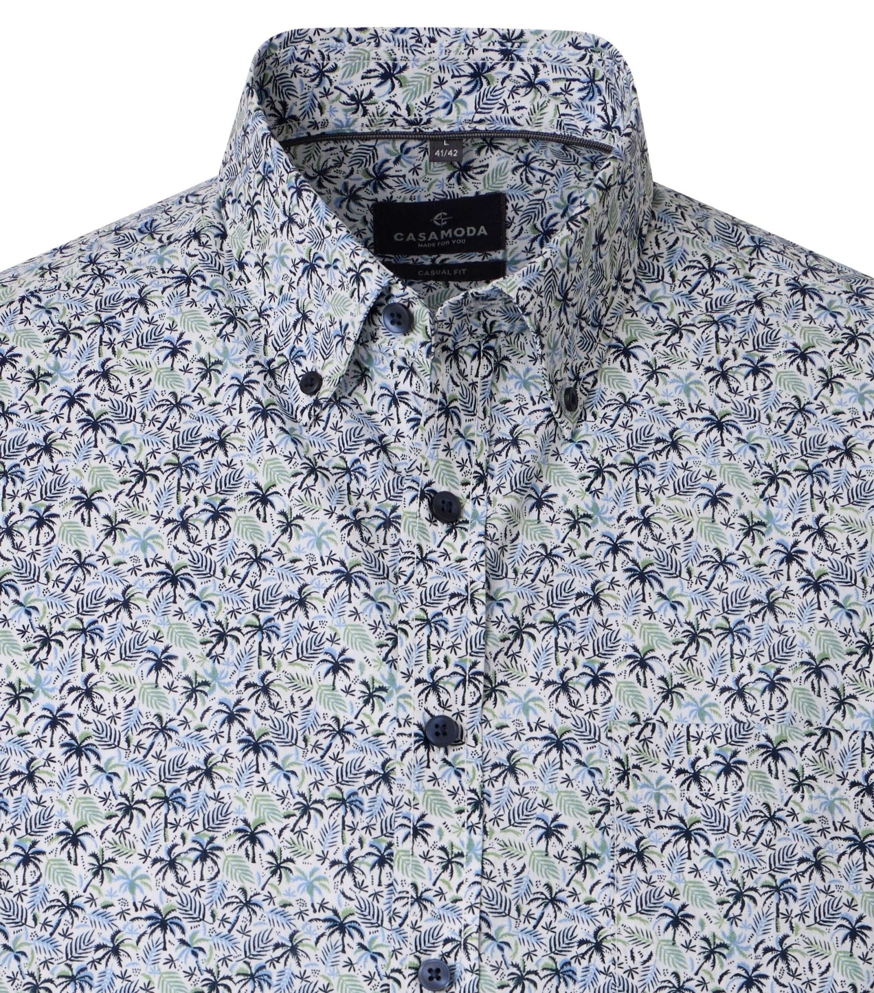 Overhemd Korte Mouw Blauw Print - Castelijn mode
