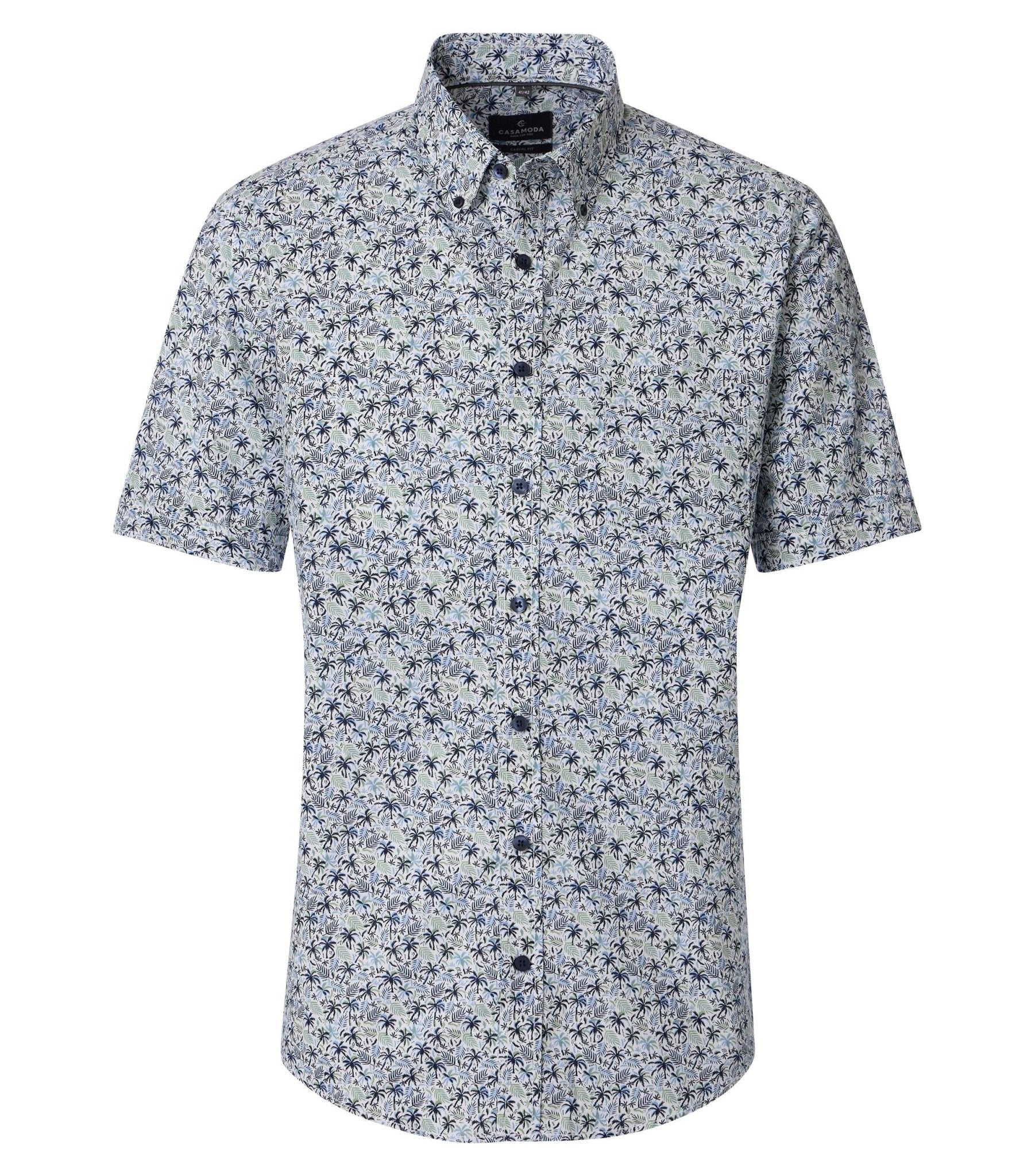 Overhemd Korte Mouw Blauw Print - Castelijn mode