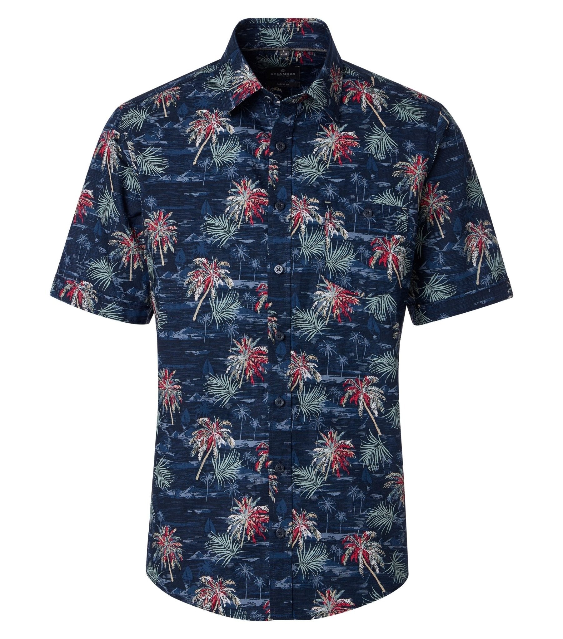 Overhemd Korte Mouw Blauw Print - Castelijn mode