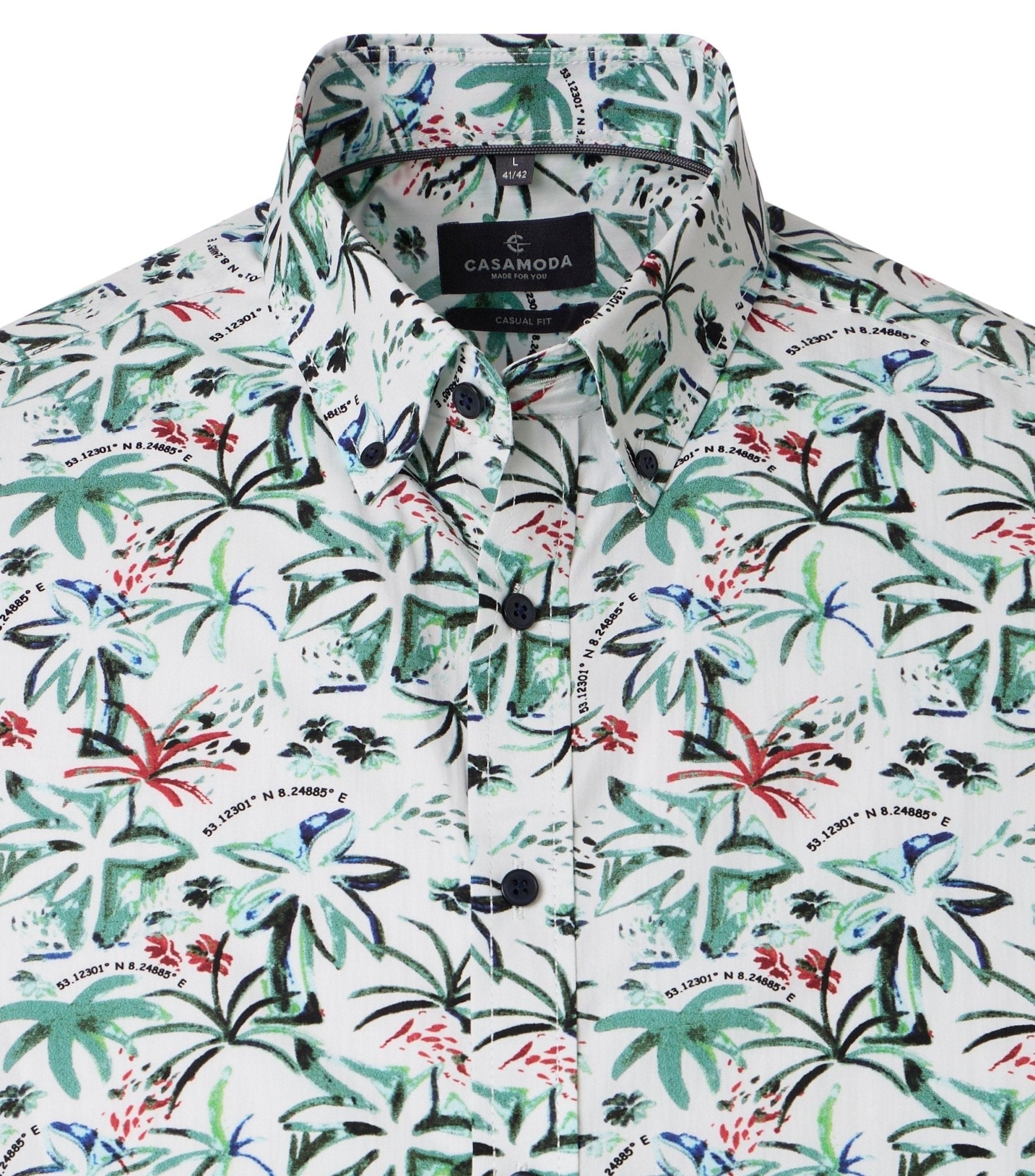 Overhemd Korte Mouw Groen Print - Castelijn mode