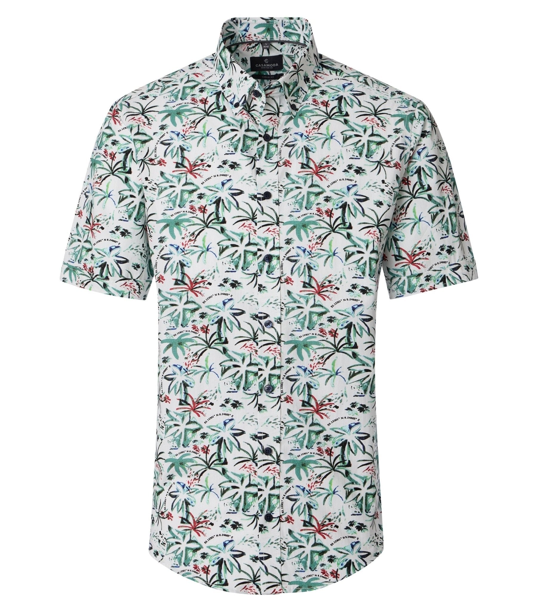 Overhemd Korte Mouw Groen Print - Castelijn mode