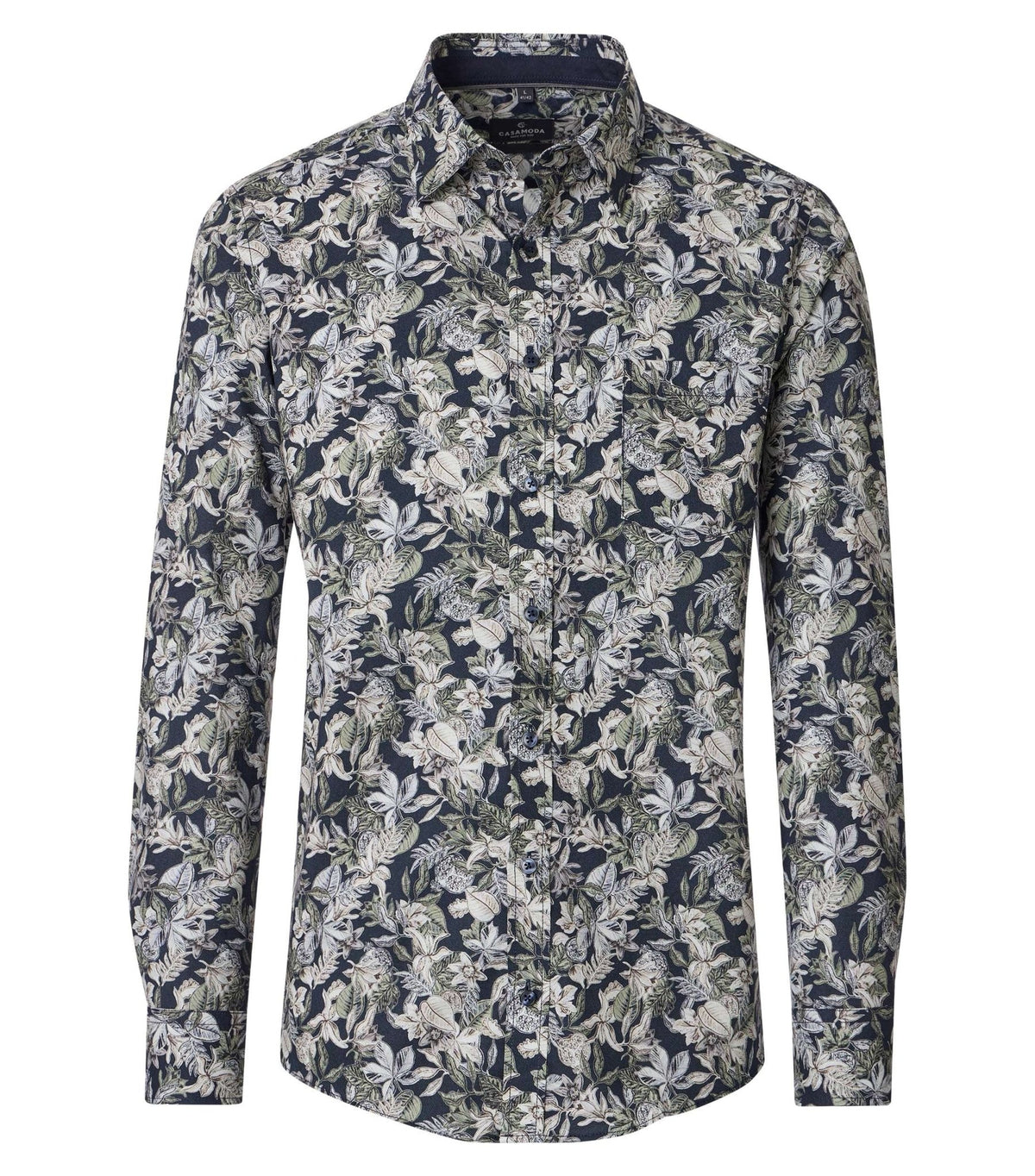 Overhemd Tropenprint Donkerblauw - Castelijn mode