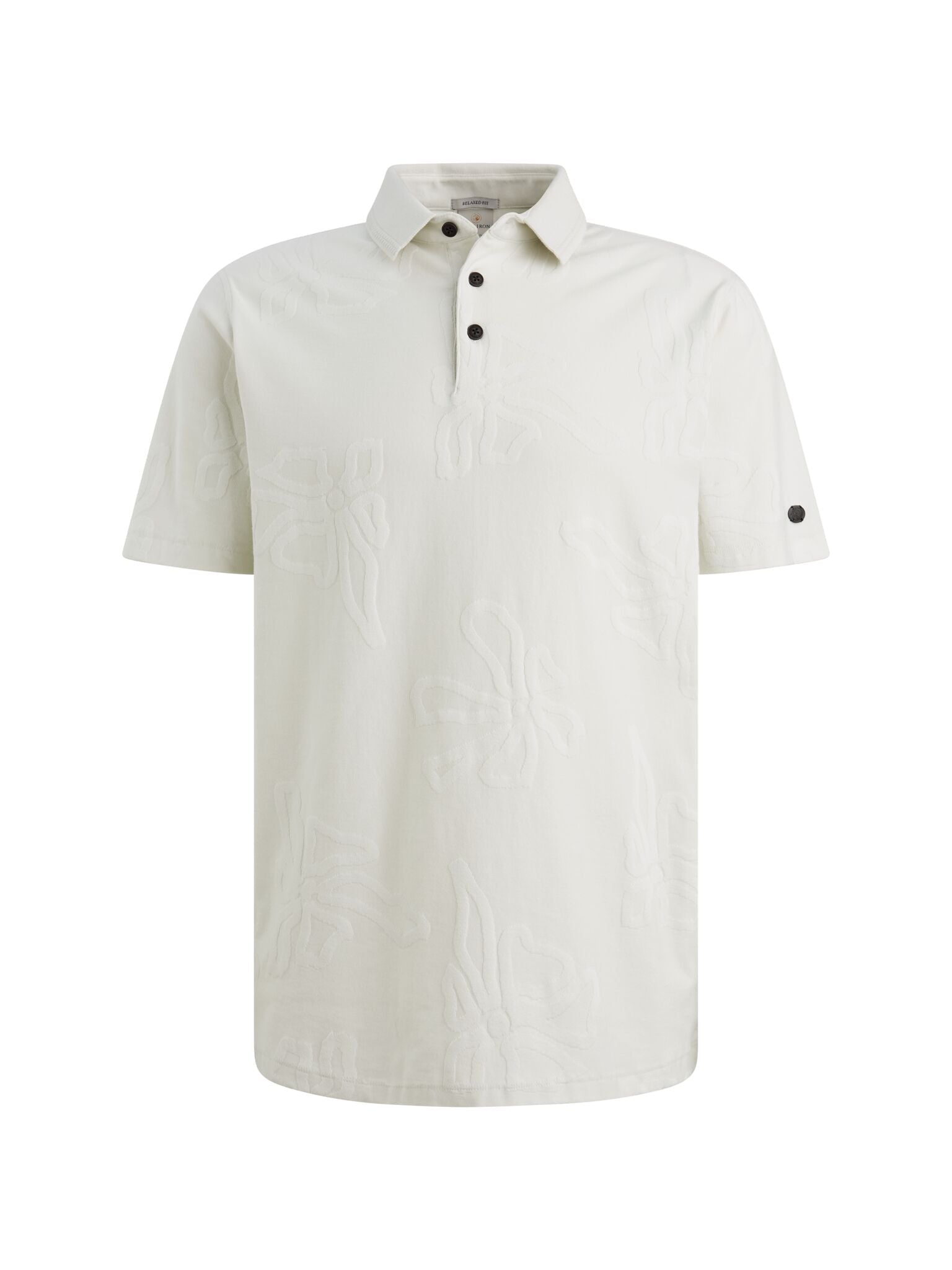 polo ecru met jacquardpatroon - Castelijn mode