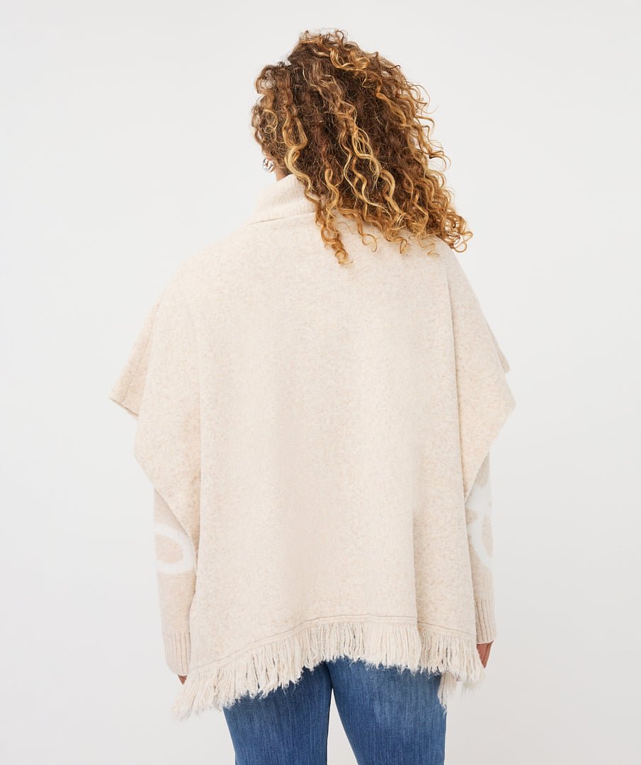 Poncho Col Franjes Beige - Castelijn mode