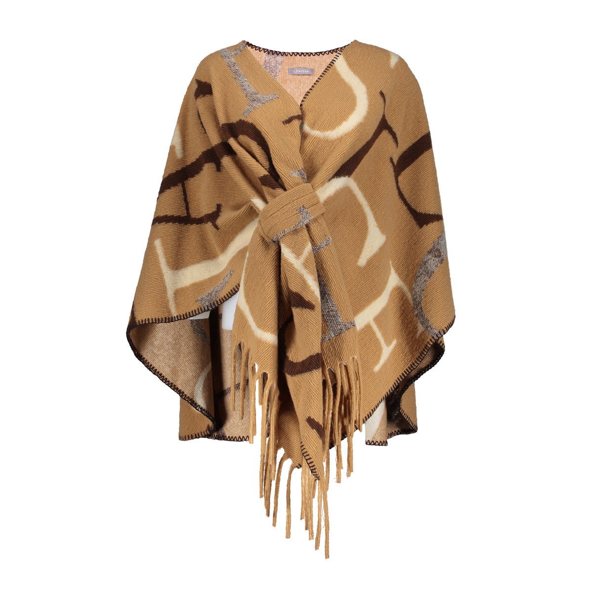 Poncho Letterprint Sand - Castelijn mode