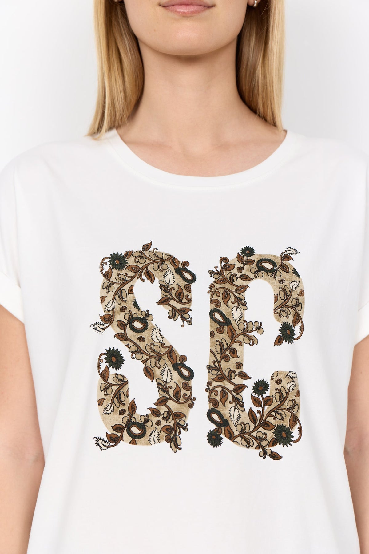 Rina T Shirt Wit Camel - Castelijn mode