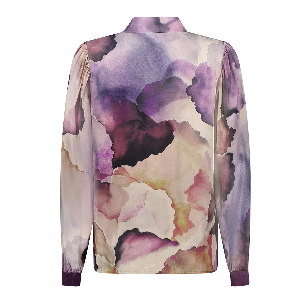 Satijnblouse Aquarelprint Lila - Castelijn mode