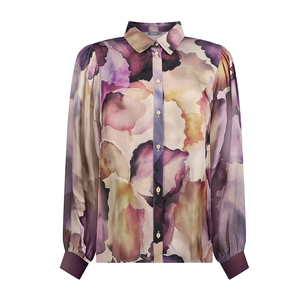 Satijnblouse Aquarelprint Lila - Castelijn mode