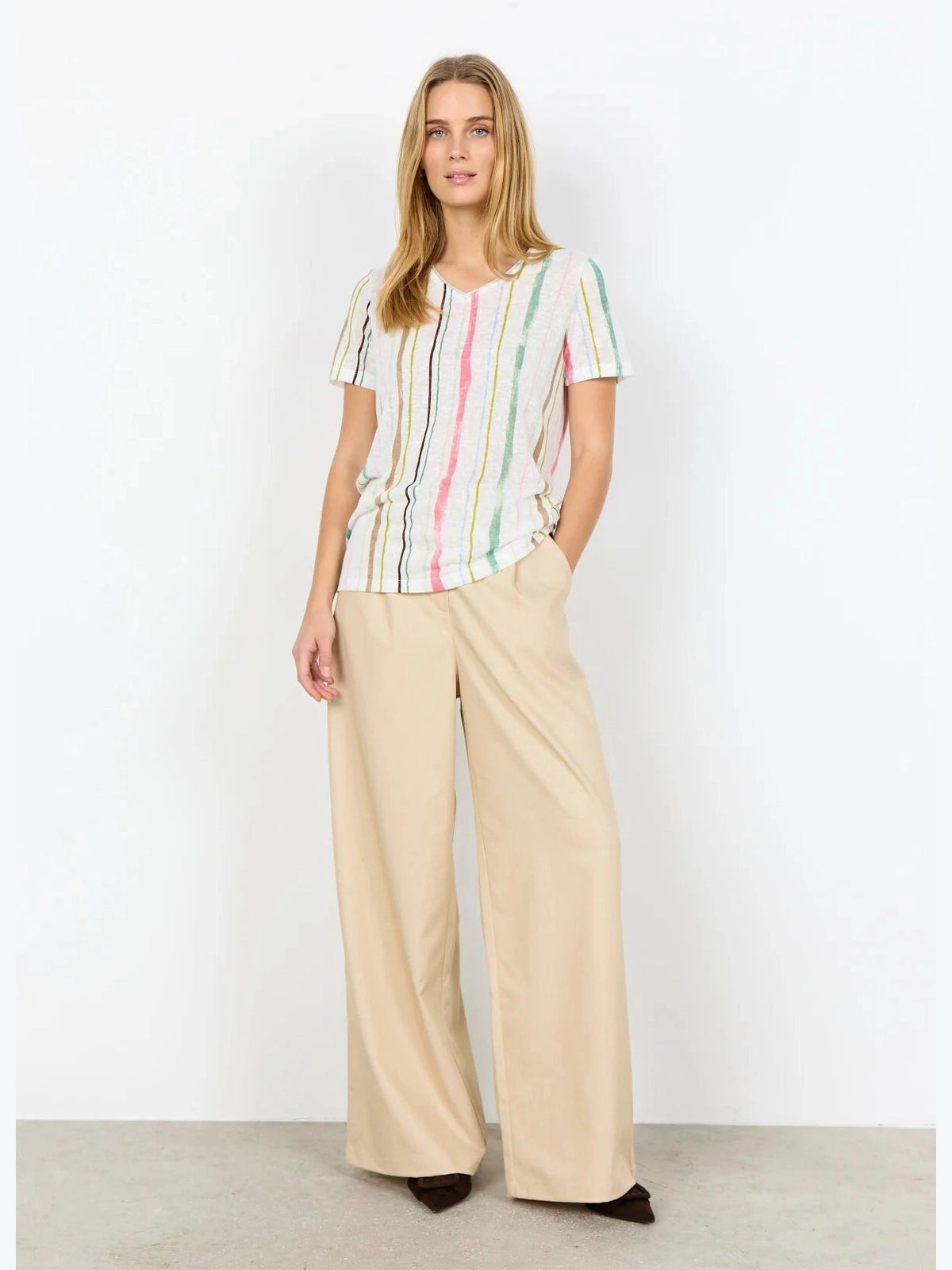 SC - Aretha 44 T-shirt Off - white met strepen - Castelijn mode