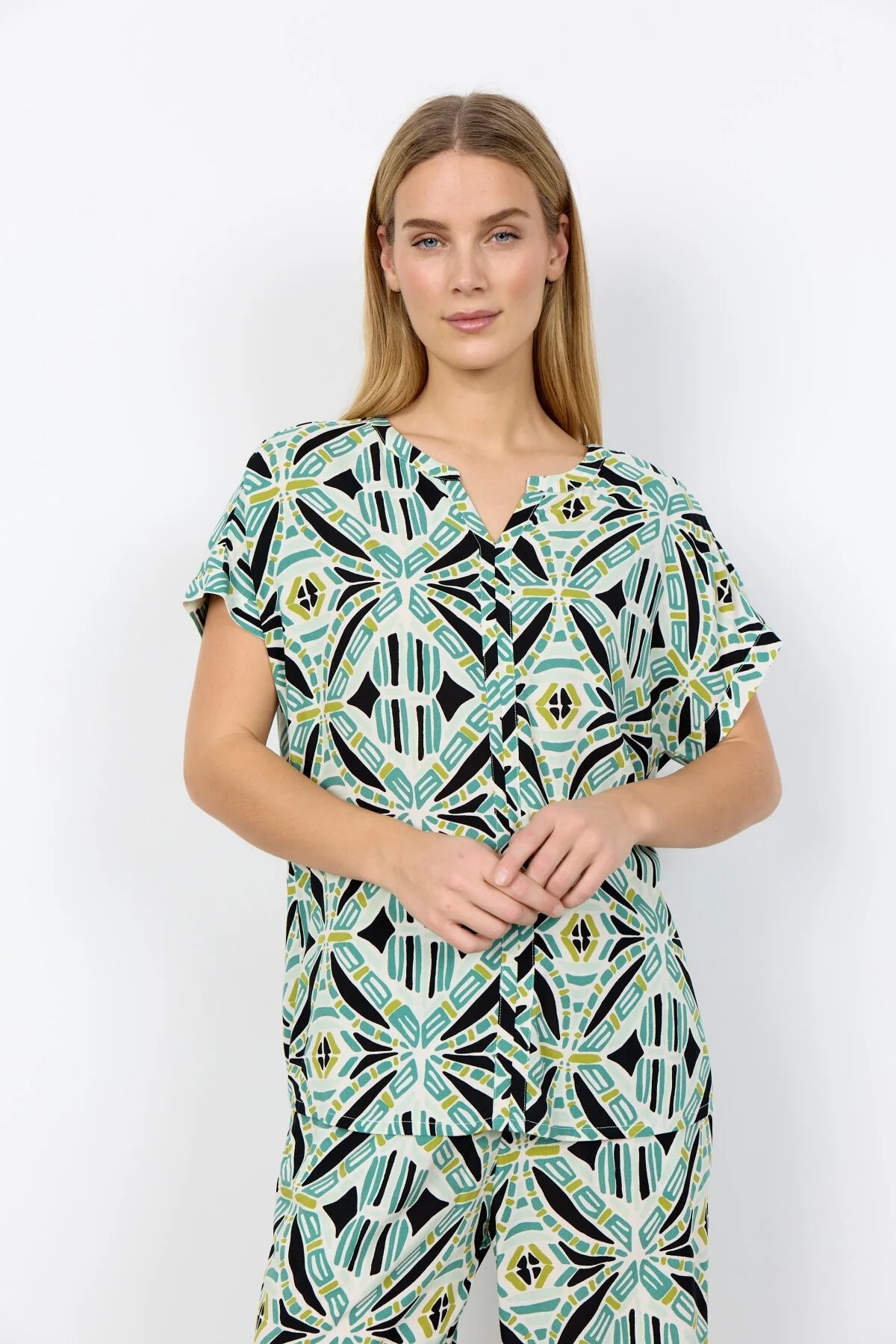 SC - CASSIEL 1 Blouse groen met print - Castelijn mode