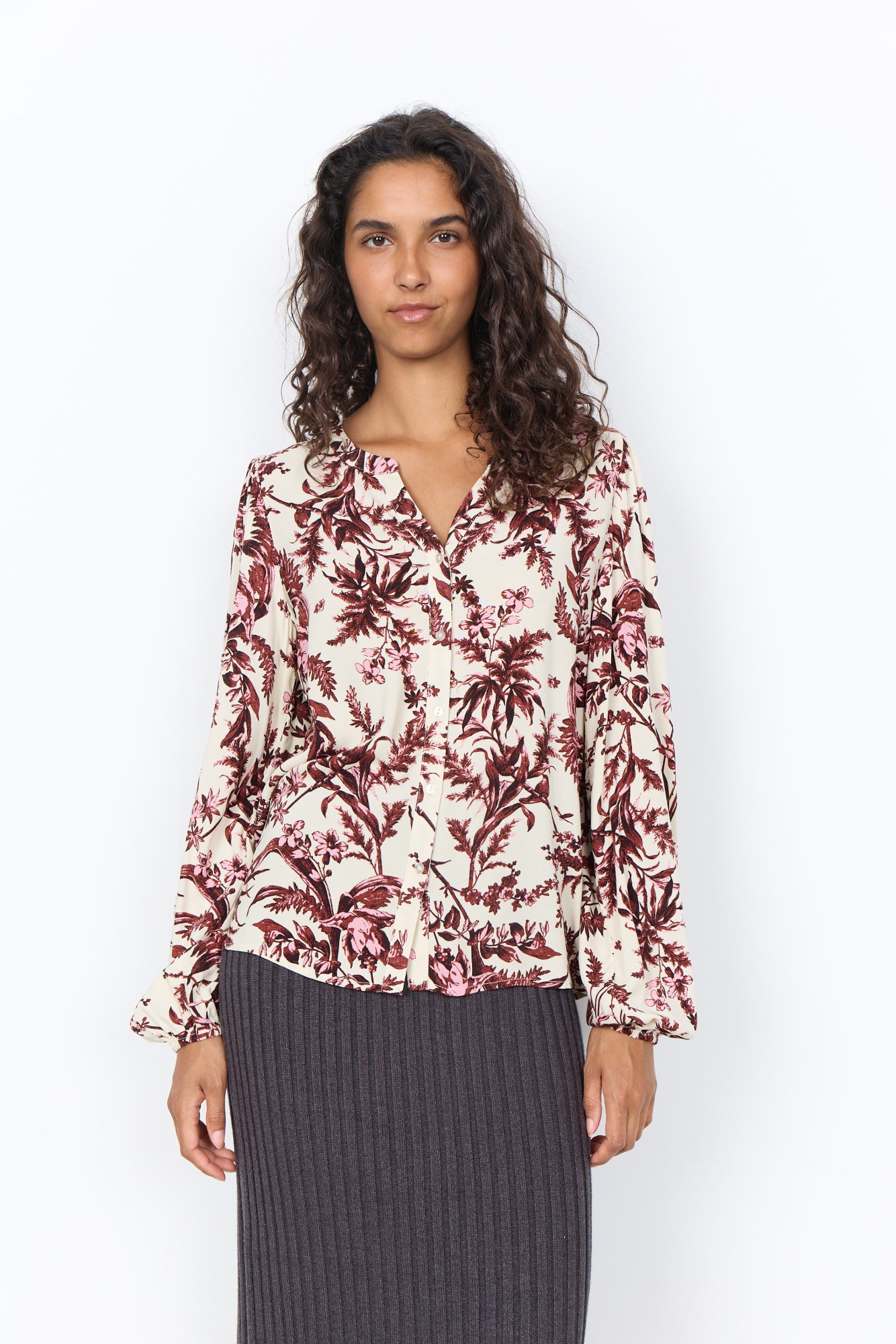 Halfa Blouse Volant Créme Bordeaux