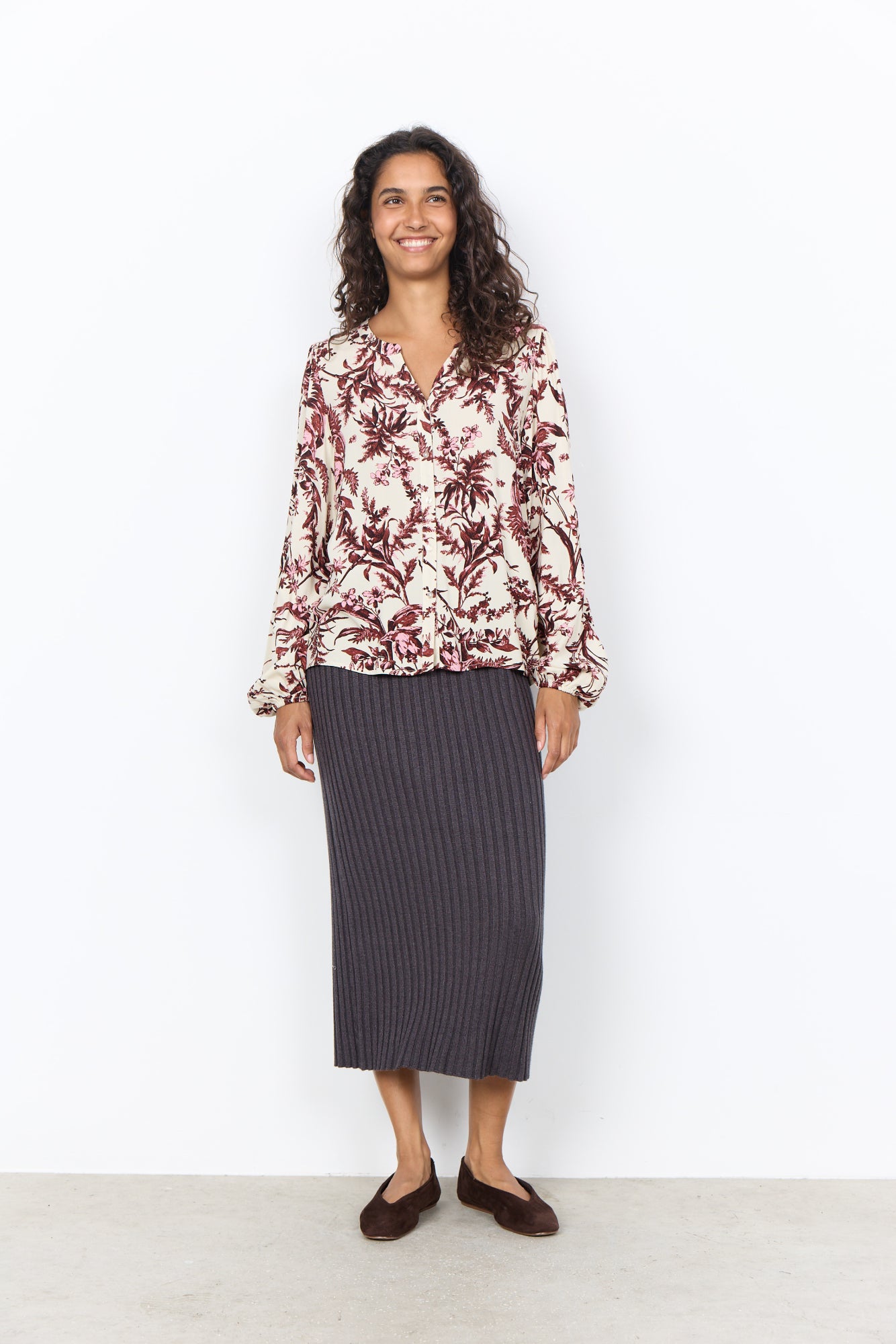 Halfa Blouse Volant Créme Bordeaux