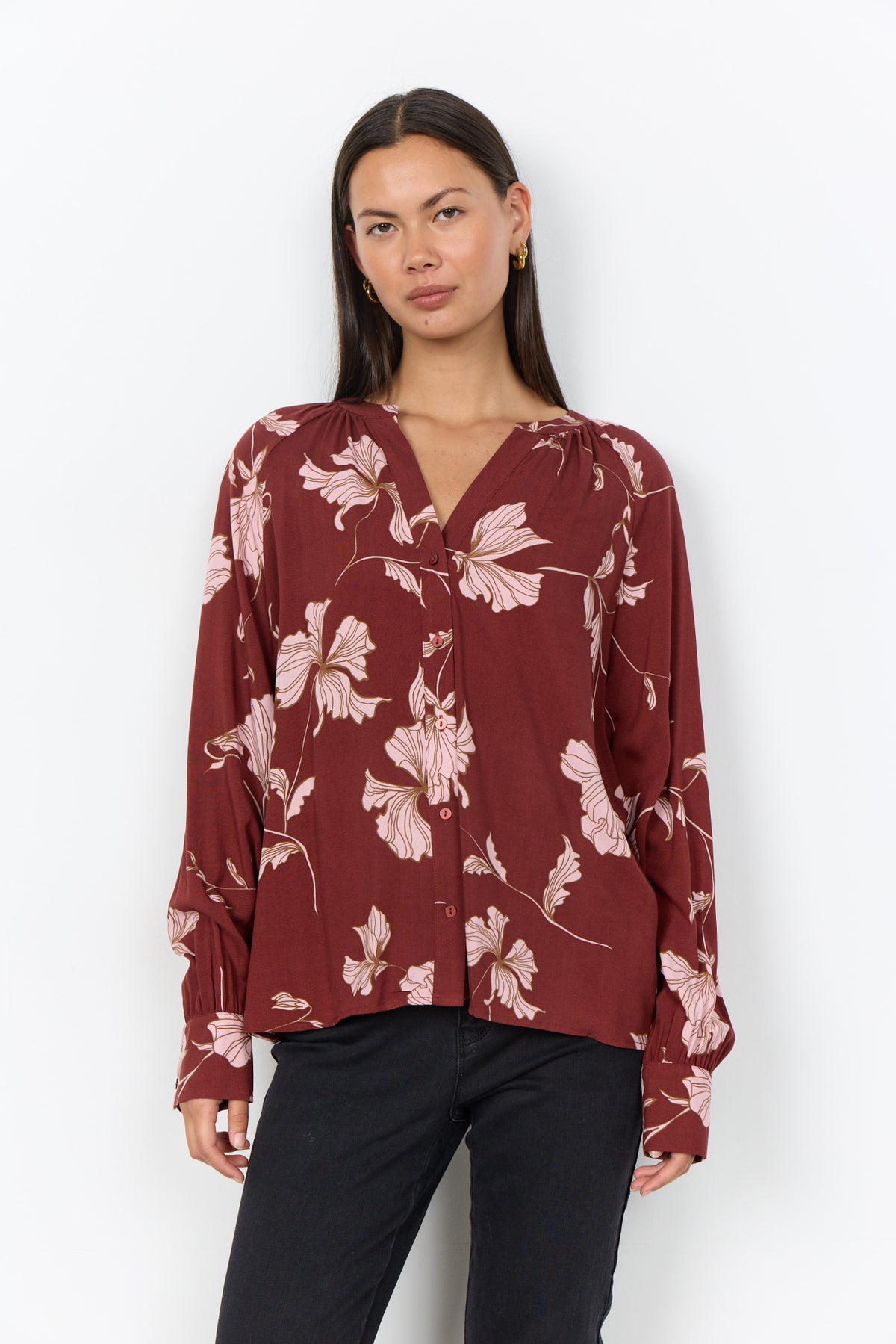 Hamida Blouse Bloemenprint Bordeaux