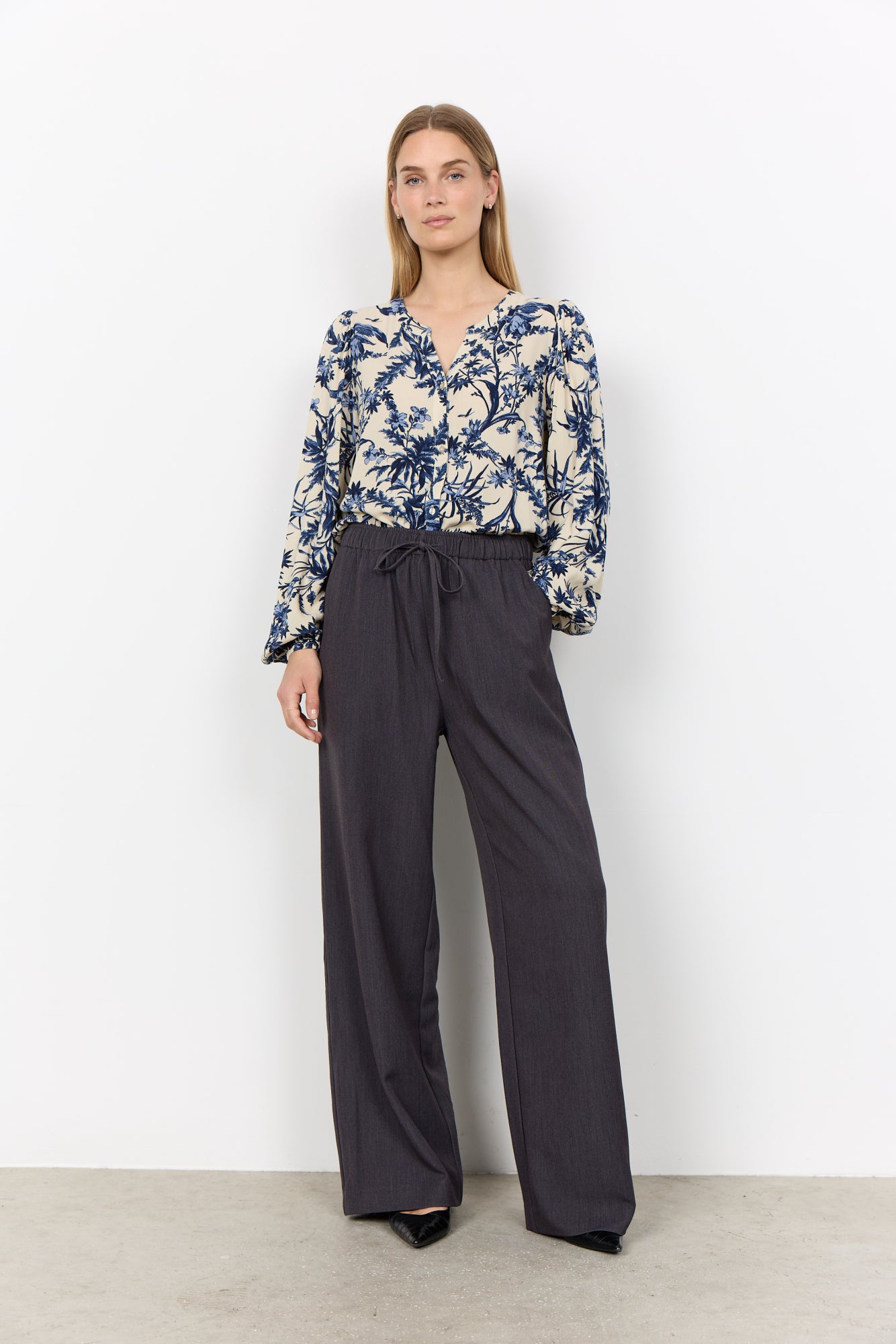 Halfa Blouse Volant Créme Blauw