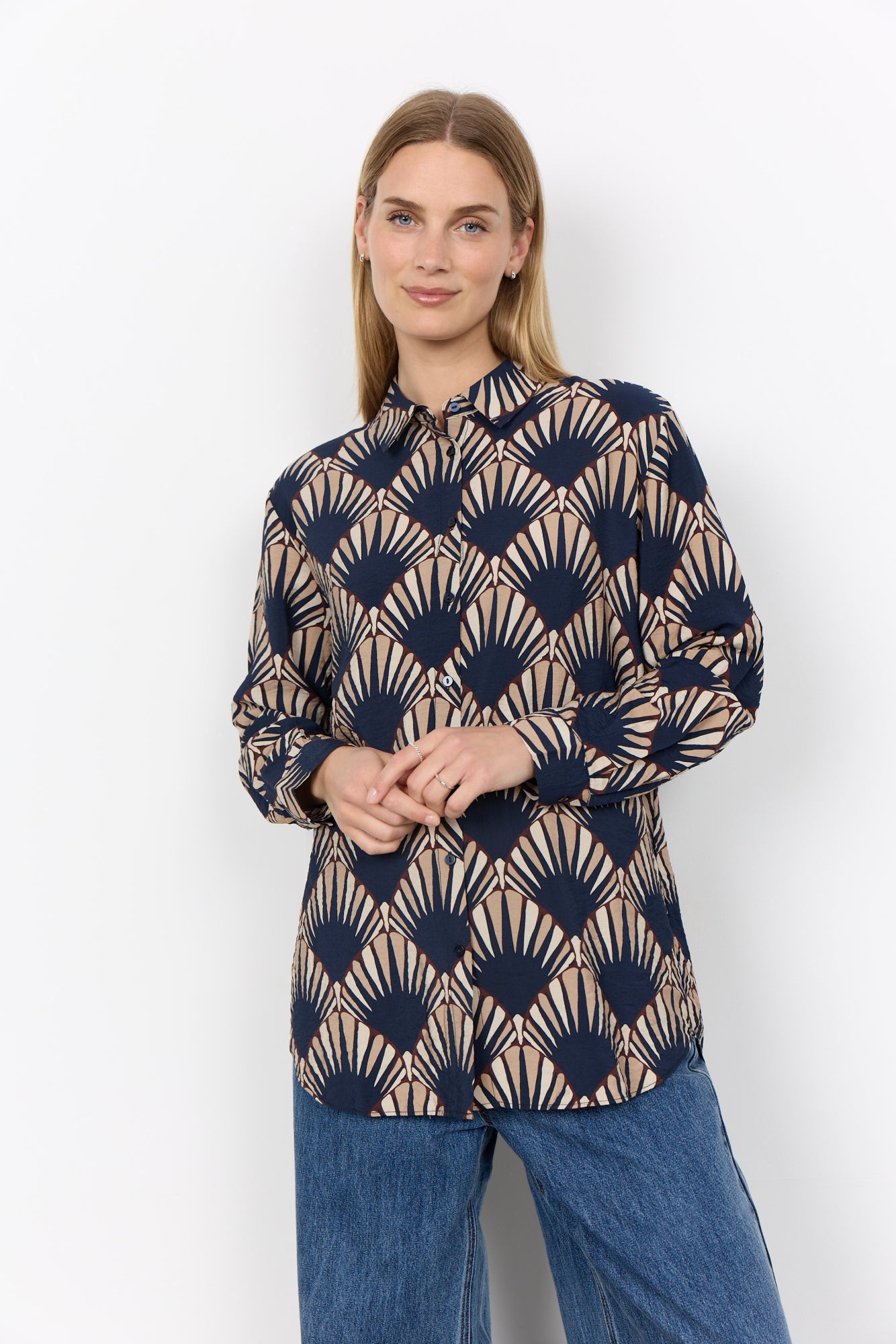 Halin Blouse Doorknoop Donkerblauw