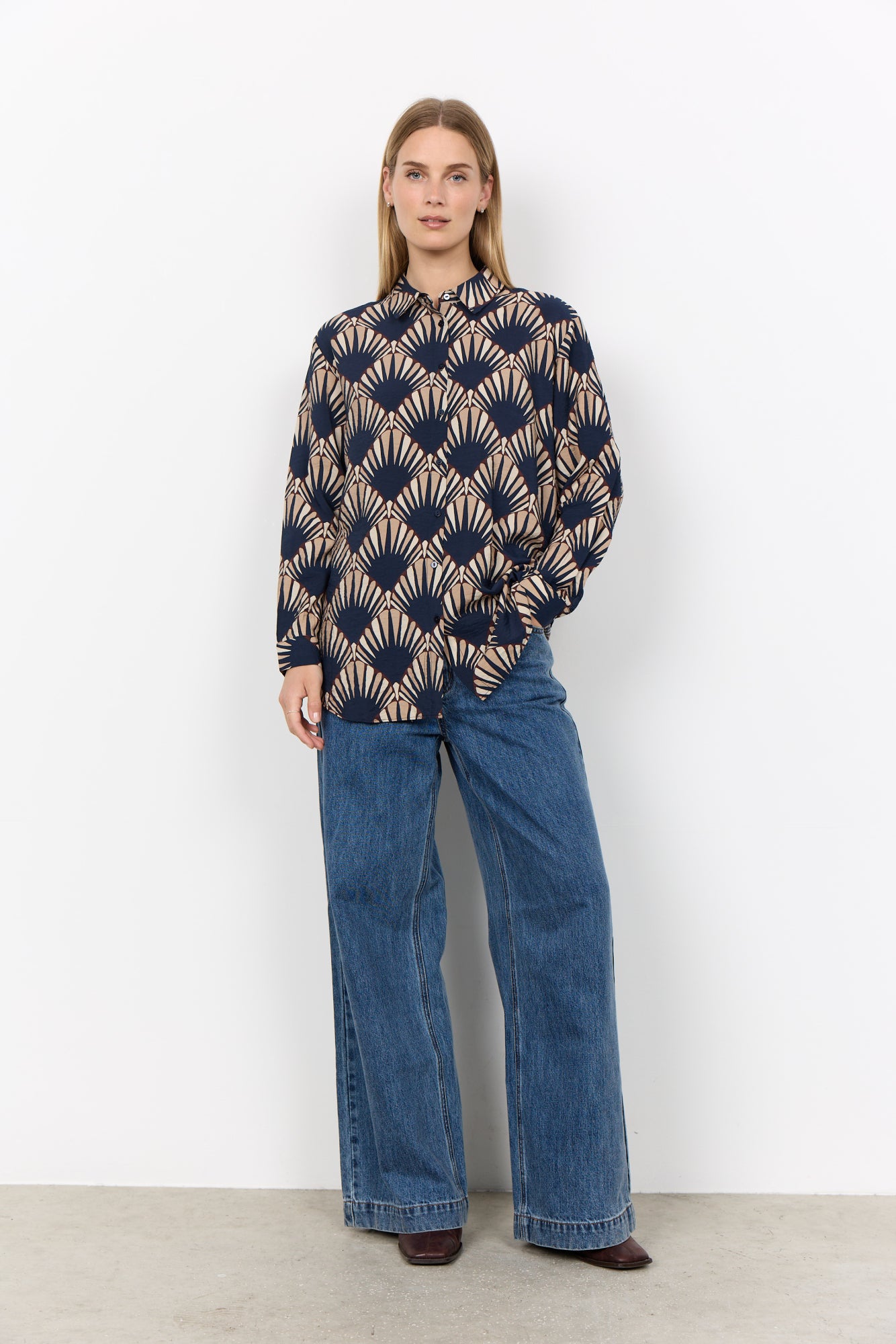 Halin Blouse Doorknoop Donkerblauw