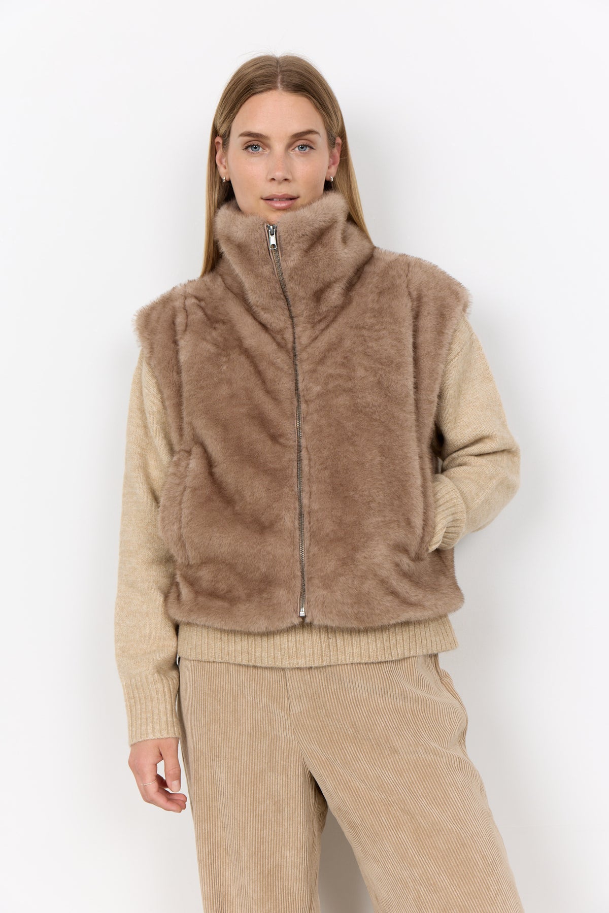 Haye Bodywarmer Fake Fur Camel