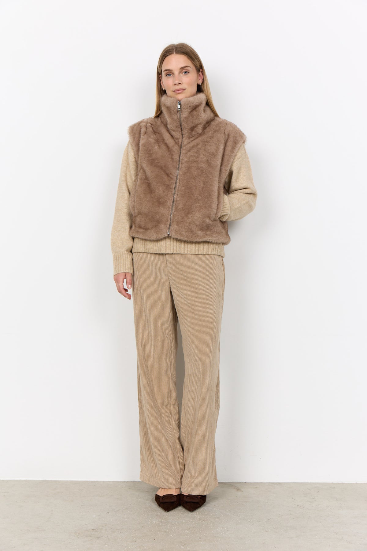 Haye Bodywarmer Fake Fur Camel