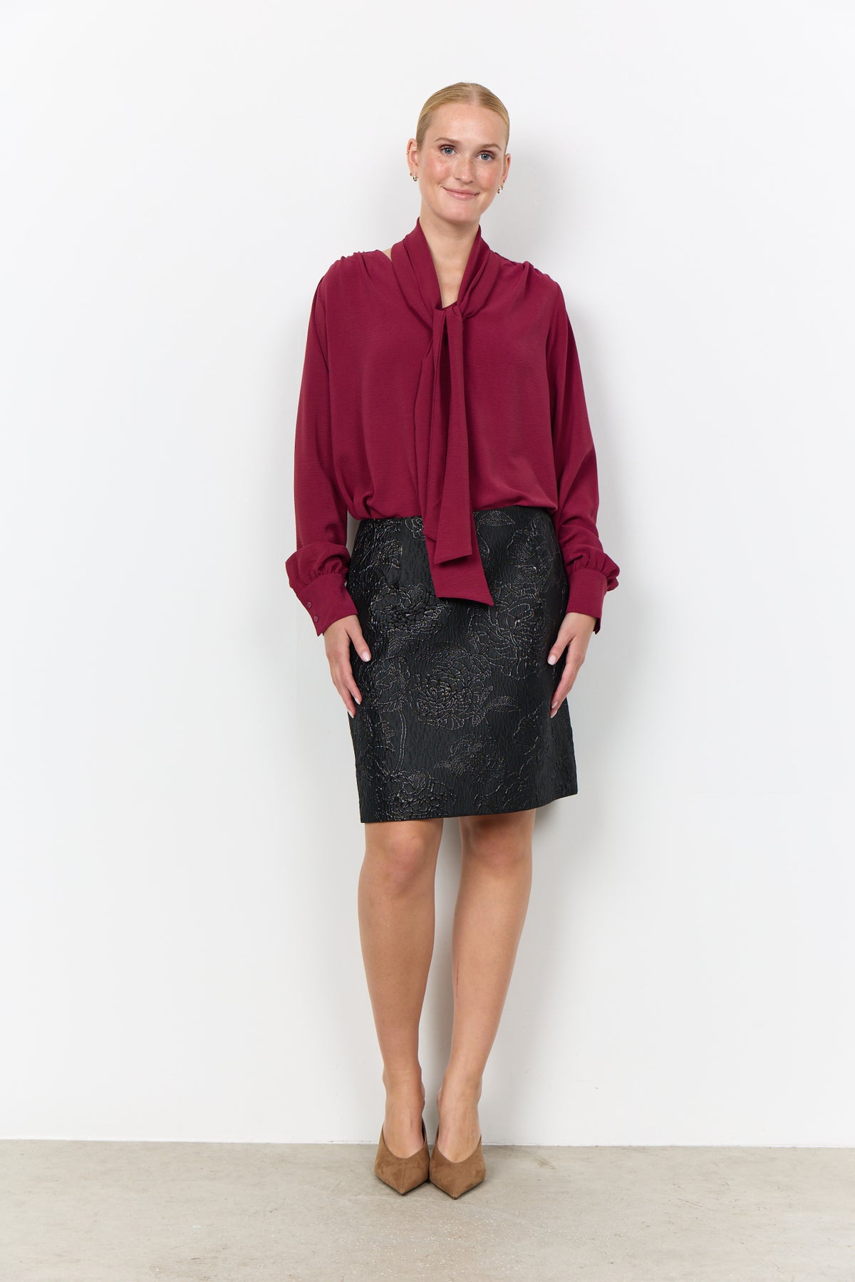 Cath Blouse Sjaalkraag Bordeaux