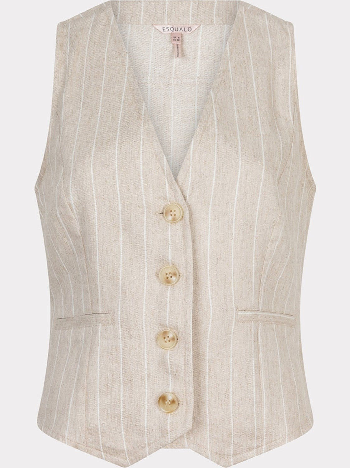 SP25.17006 Sand Gilet linen stripe - Castelijn mode