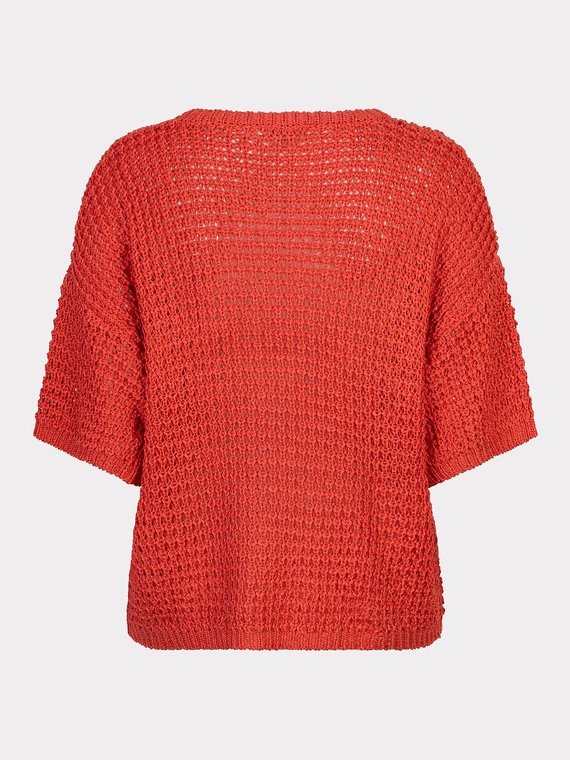 SP26.02036 Trui open knit koraal - Castelijn mode