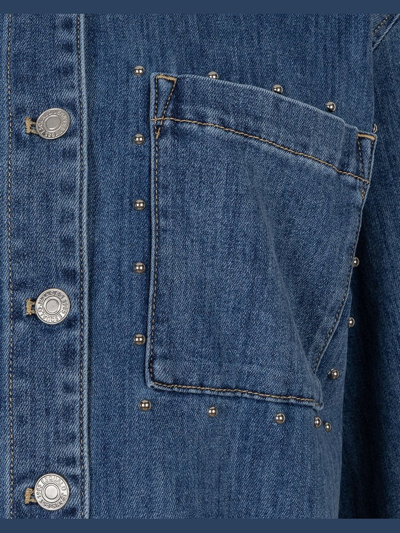SP26.12016 Denim blouse met studs - Castelijn mode