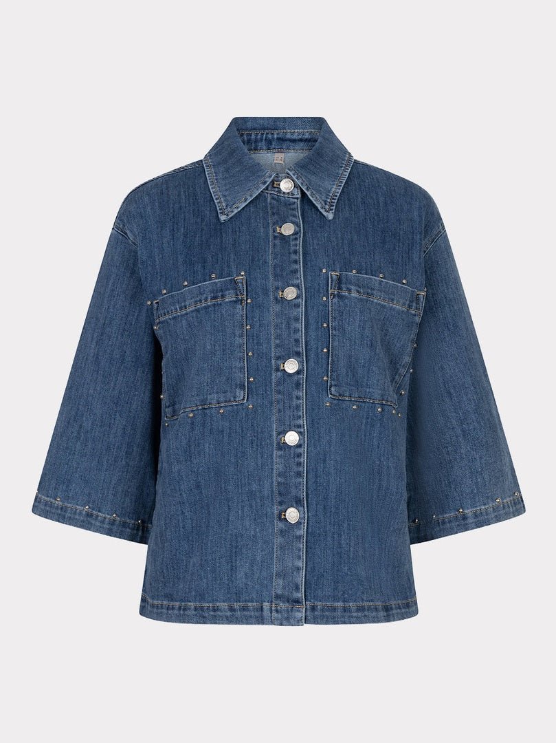 SP26.12016 Denim blouse met studs - Castelijn mode