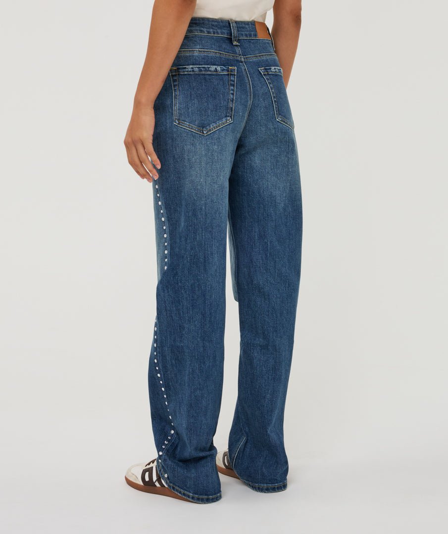 Straight Jeans Studs Blauw - Castelijn mode