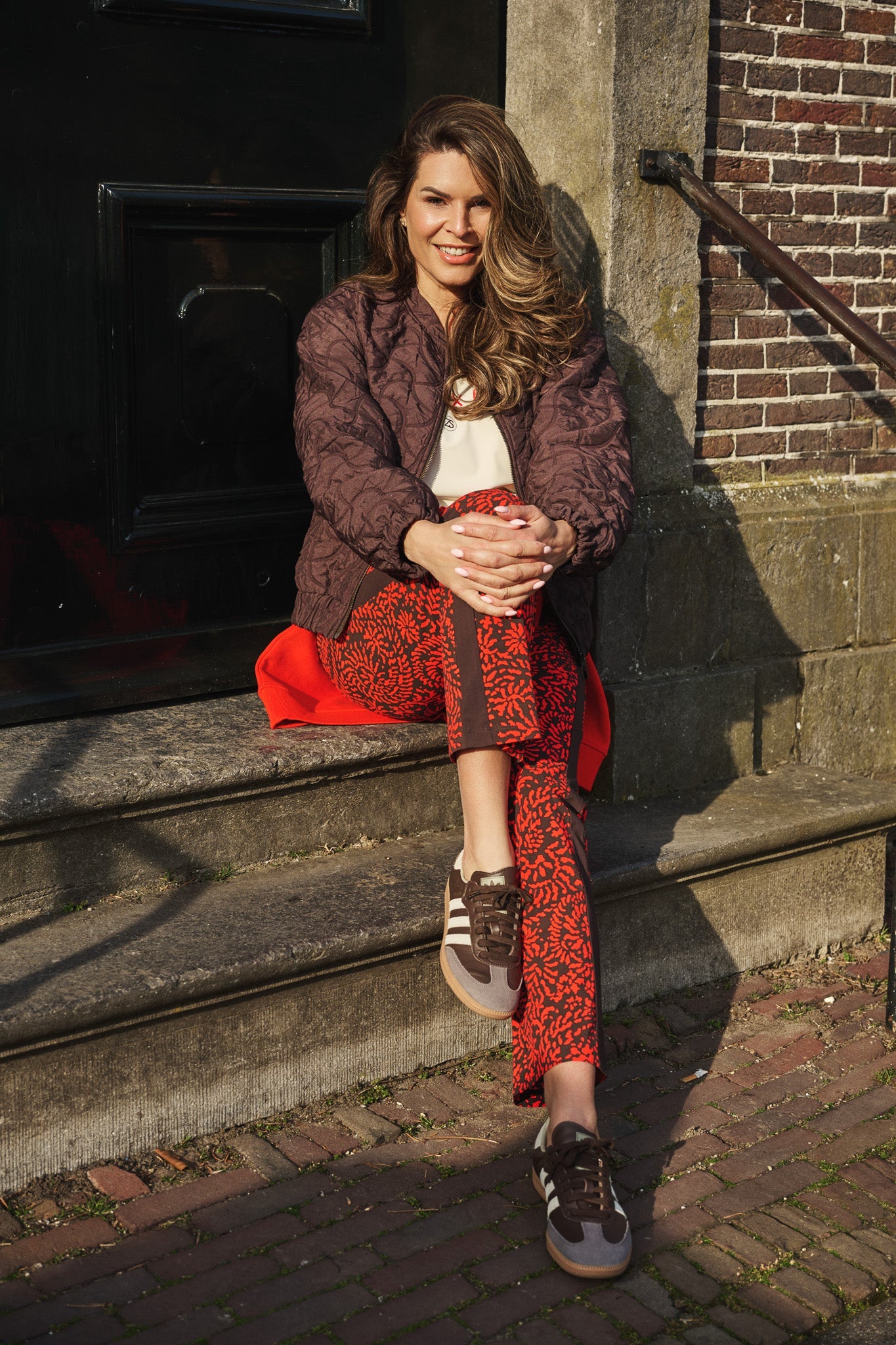 Sylvie Bomberjack Doorgestikt Donkerbruin - Castelijn mode