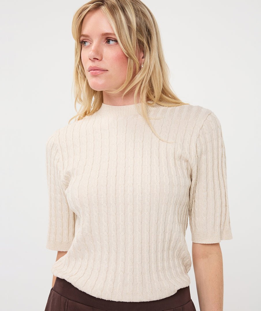 Trui Kabel Korte Mouw Beige - Castelijn mode