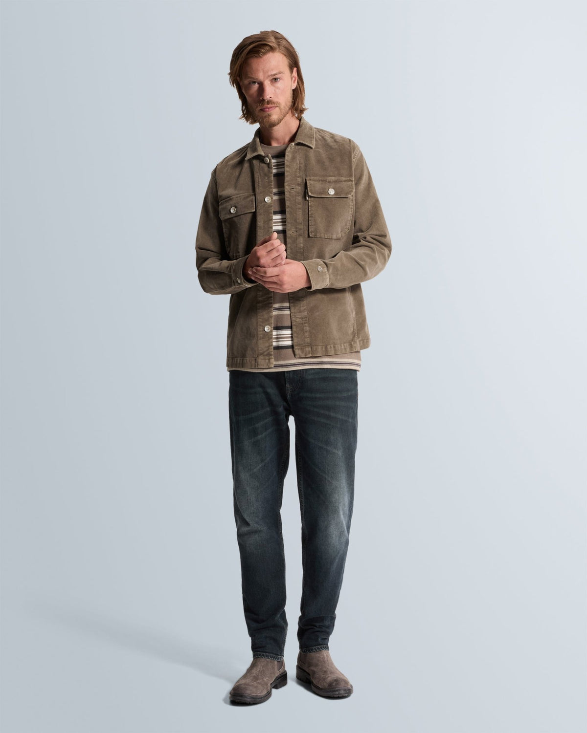Velours Overshirt Taupe - Castelijn mode