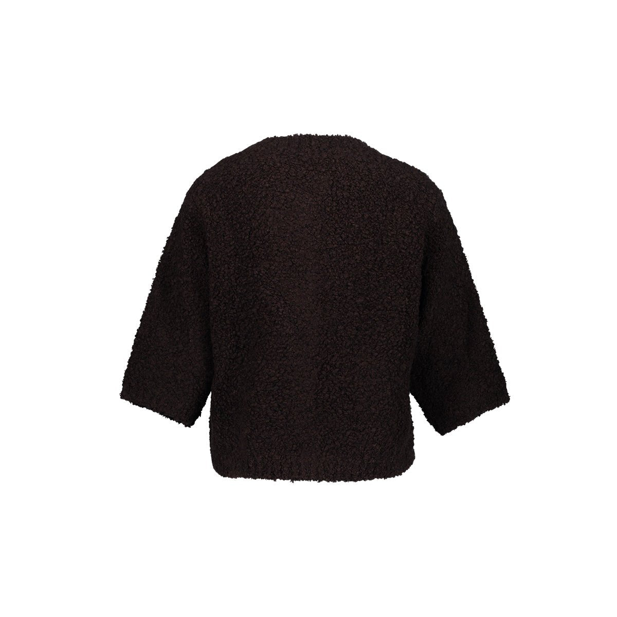 Vest Bouclé Korte Mouw Donkerbruin - Castelijn mode